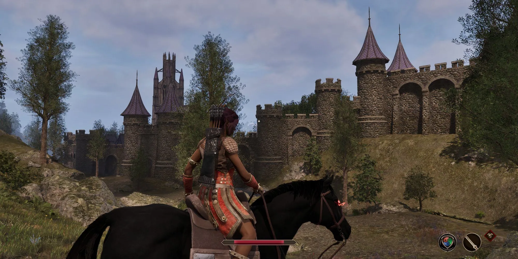 Nhân vật cưỡi ngựa ở Cheydinhal trong Oblivion Remastered