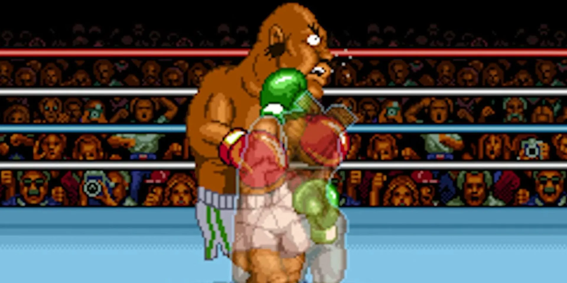 Nhân vật đang đấm Bald Bull trong Super Punch-Out