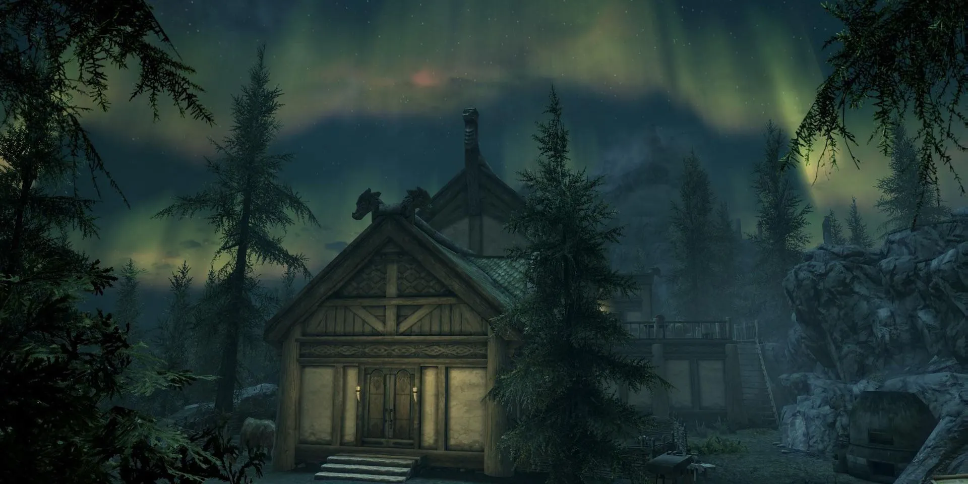 Nhân vật Dragonborn đang đối đầu với rồng trong The Elder Scrolls V Skyrim