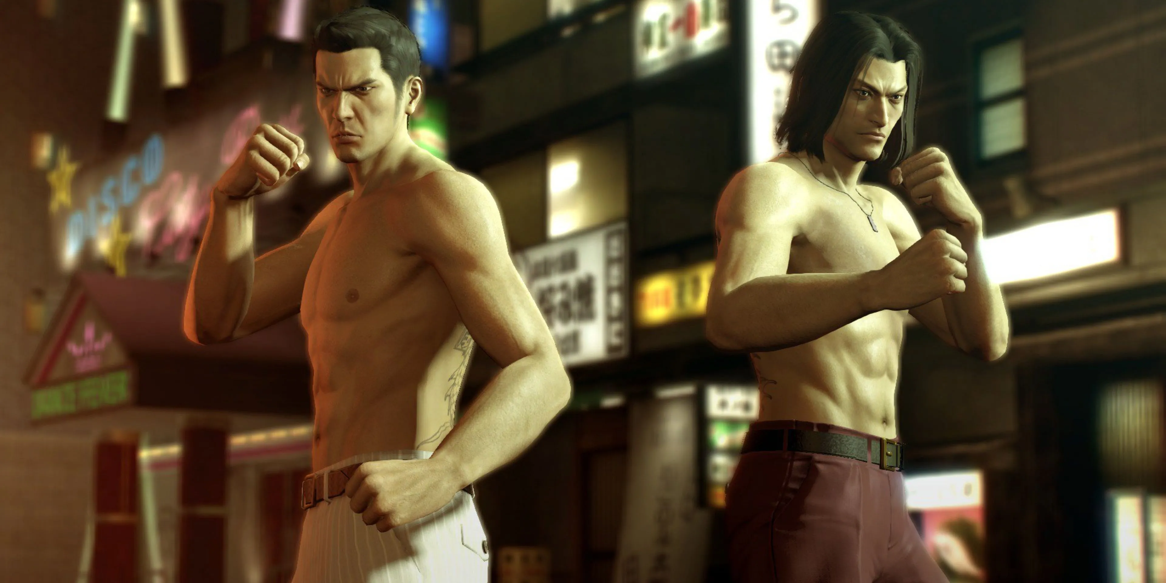 Nhân vật Kazuma Kiryu và Akira Nishikiyama trong game Yakuza 0