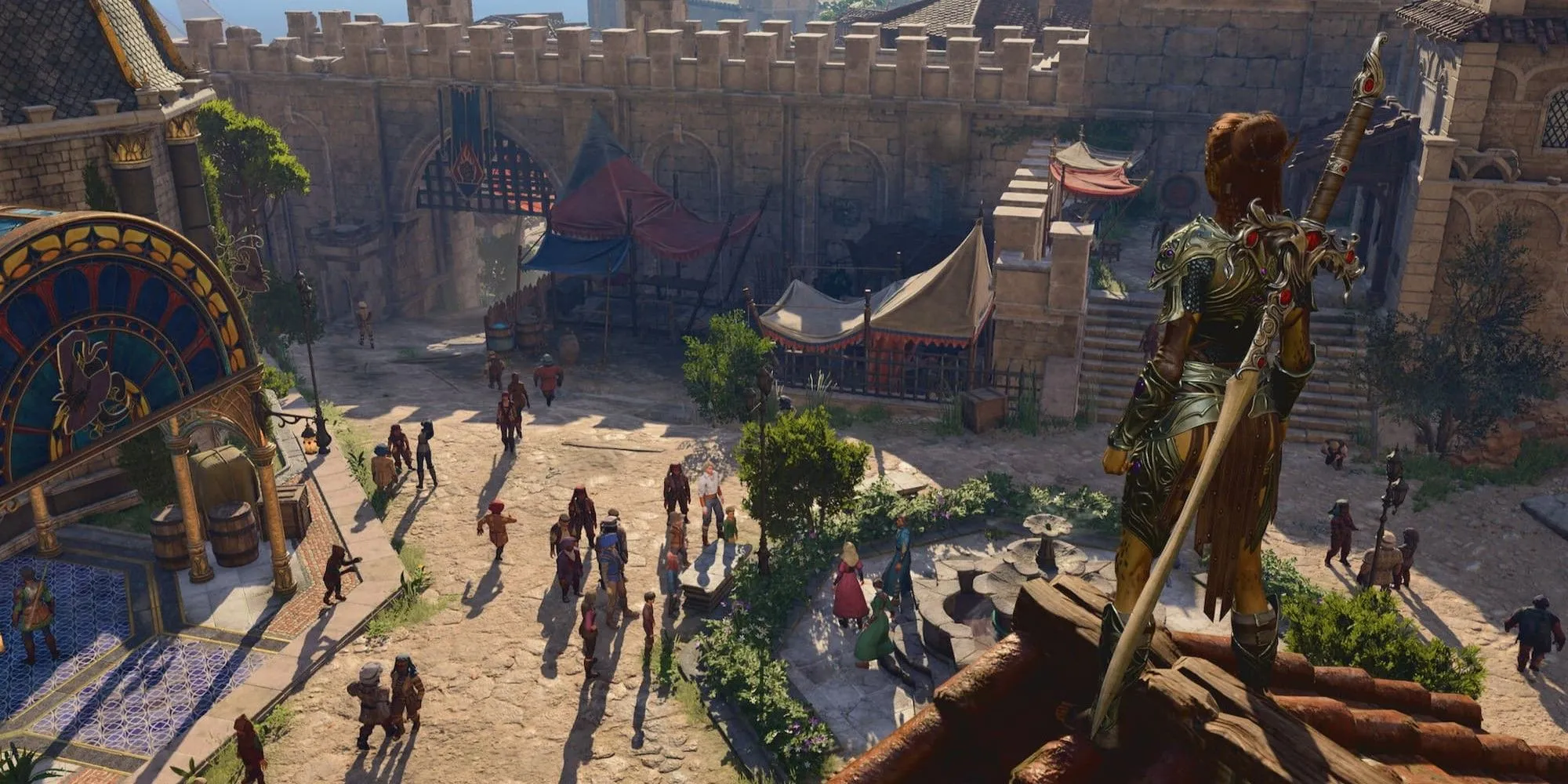 Nhân vật nhìn ra thành phố trong game Baldur's Gate 3