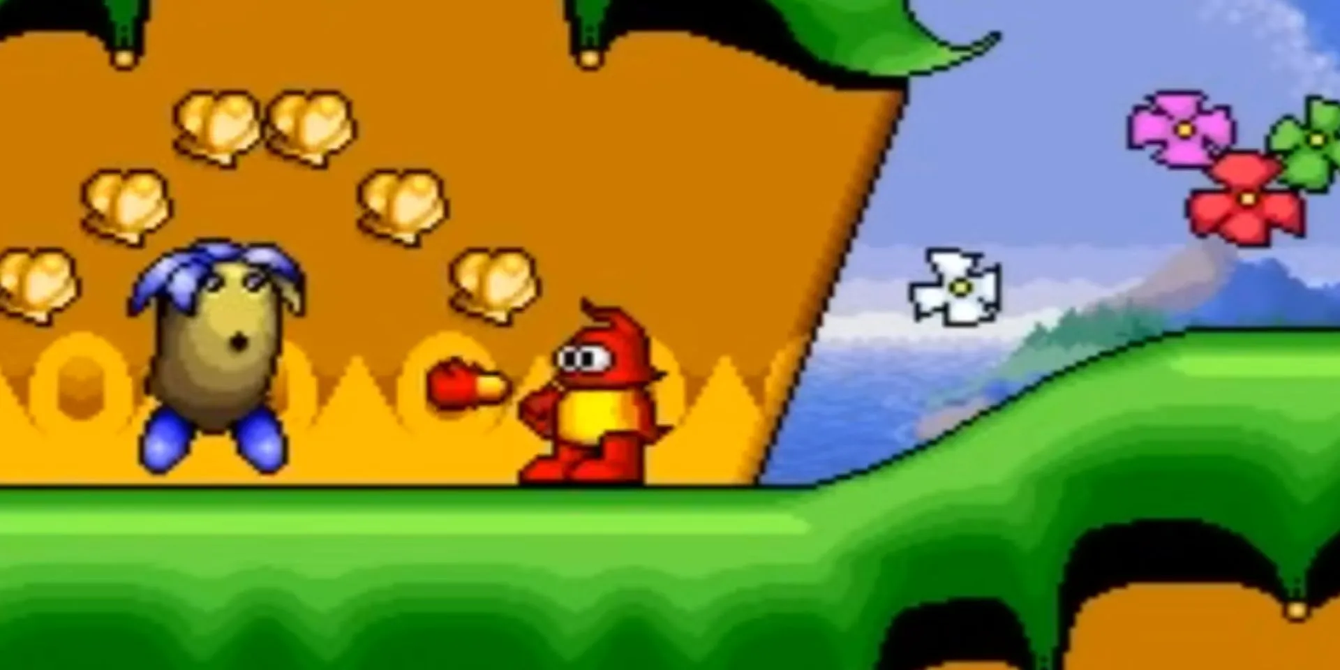 Nhân vật Plok bắn tay trong game trên SNES