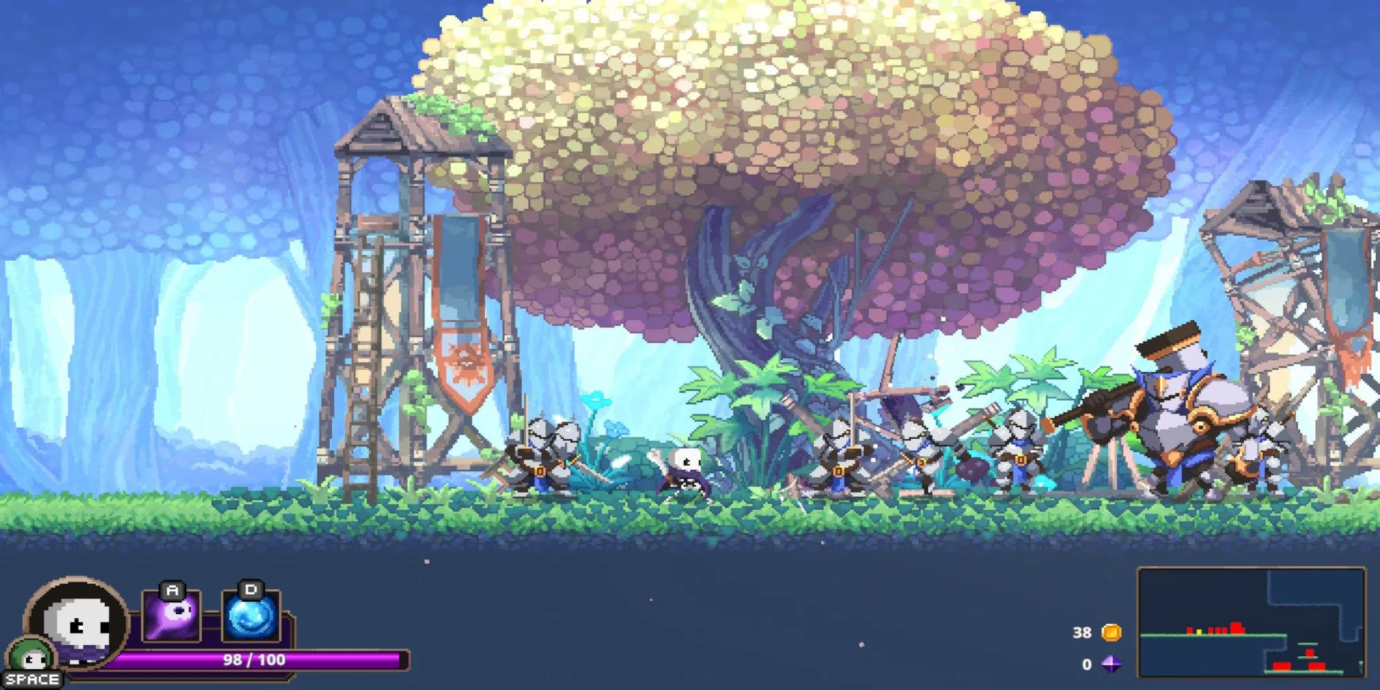 Nhân vật Skul với nhiều dạng đầu khác nhau trong game Skul: The Hero Slayer