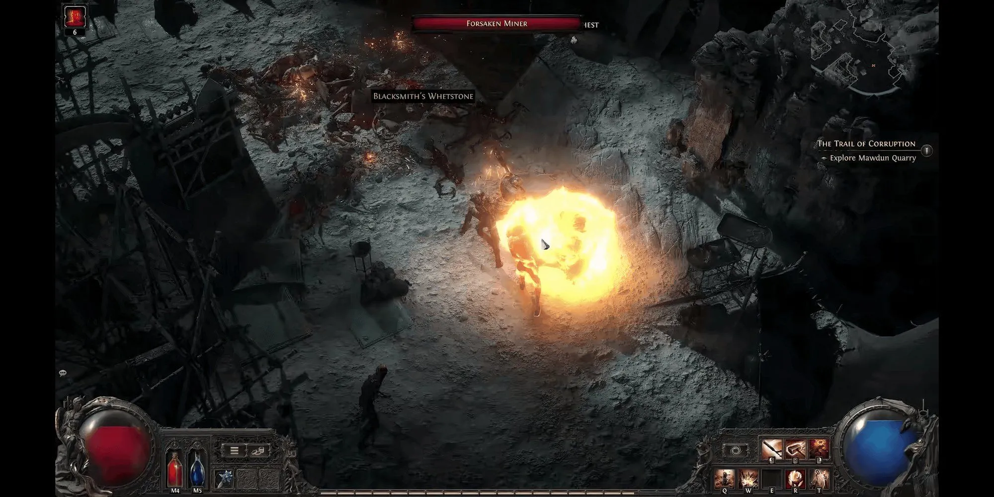 Nhân vật Warrior trong Path of Exile 2 sử dụng kỹ năng Sunder