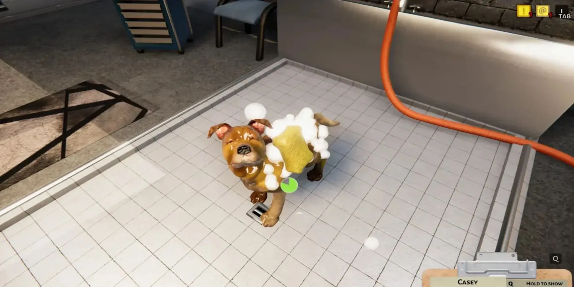 Nhân viên đang dọn dẹp chuồng trại trong Animal Shelter Simulator