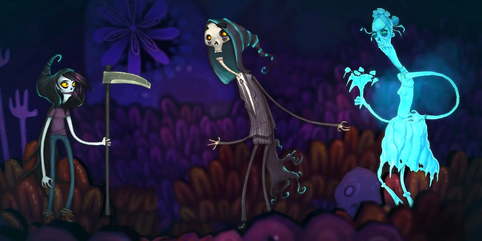 Penny trò chuyện với Thần Chết trong game giải đố Flipping Death