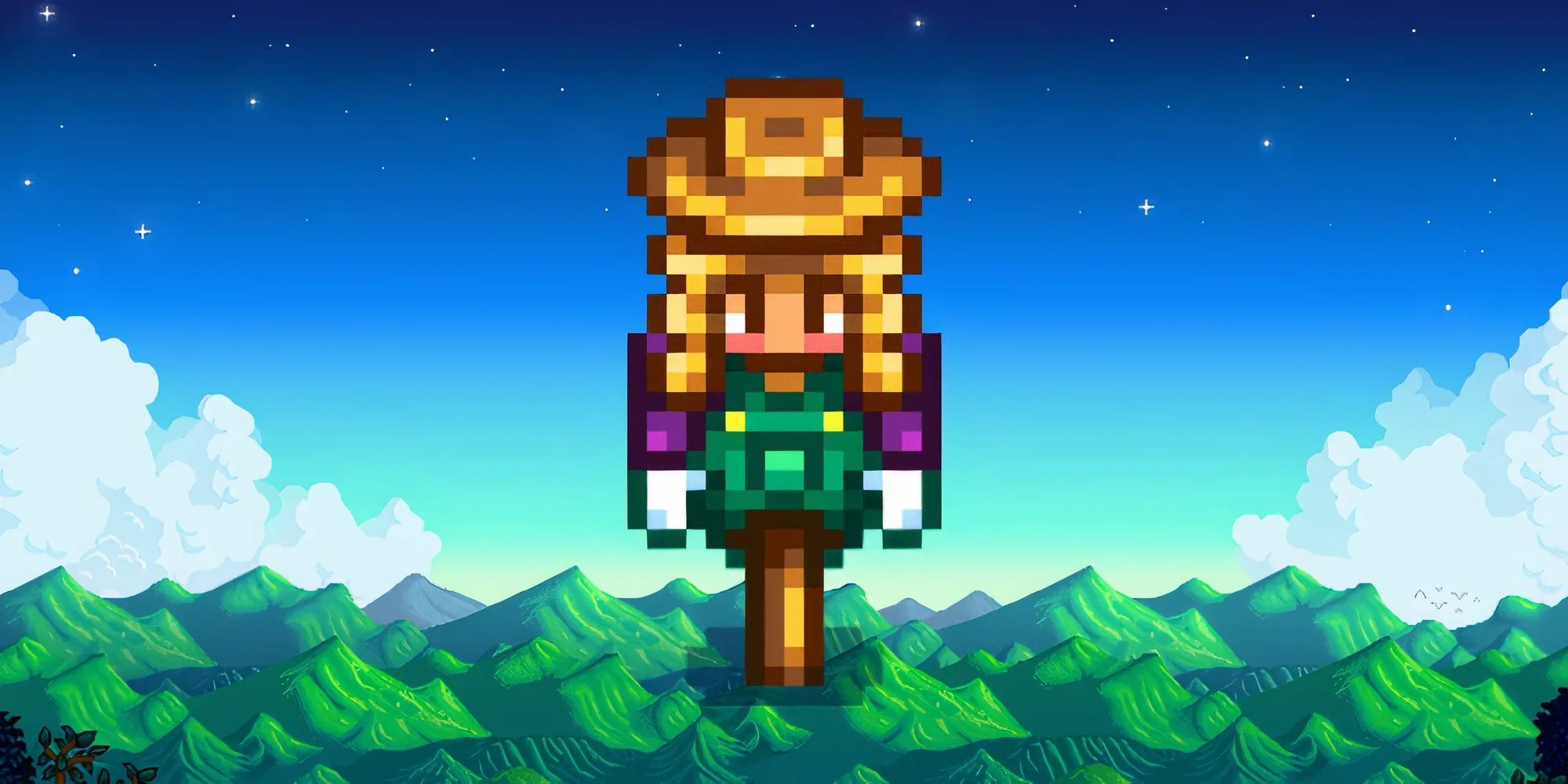 Rarecrow số 5 hình cô gái với hoa tại Lễ hội Hoa Stardew Valley
