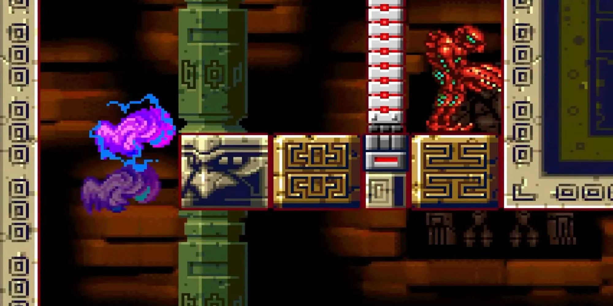 Samus xoay tròn với Screw Attack, tiêu diệt kẻ địch và phá vỡ vật cản
