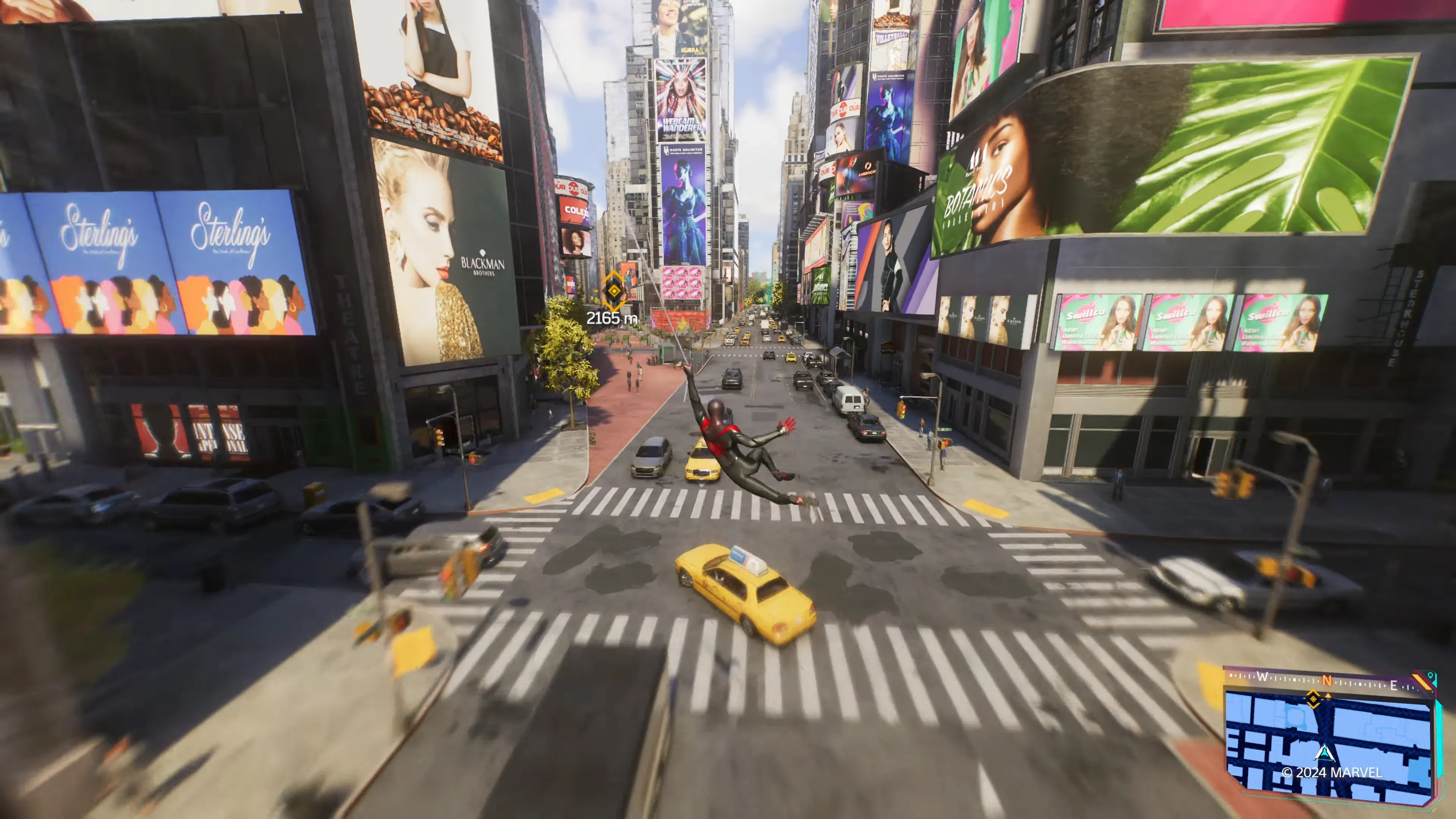 Spider-Man và Miles Morales cùng bay lượn trên bầu trời New York trong Marvel's Spider-Man 2