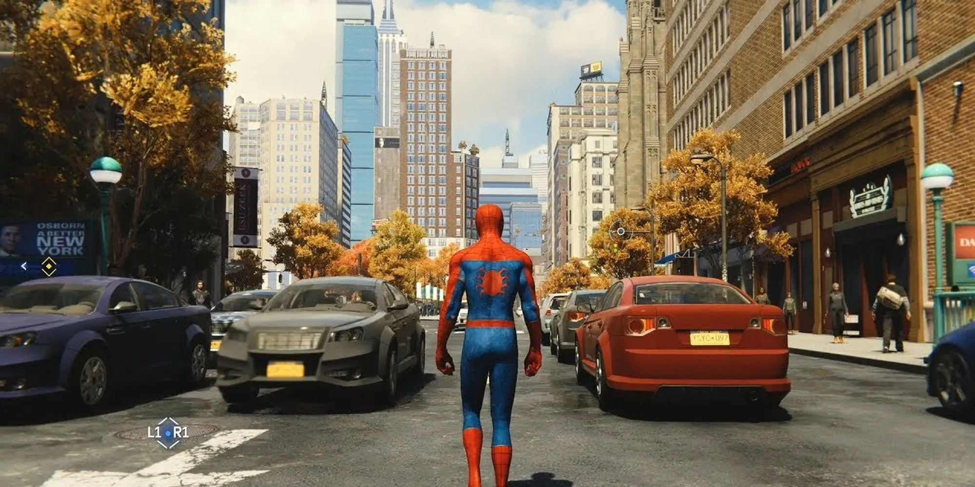 Spider-Man vung tơ giữa các tòa nhà ở New York trong Marvel's Spider-Man 2, minh chứng cho hệ thống di chuyển nhanh tức thời trên PS5.