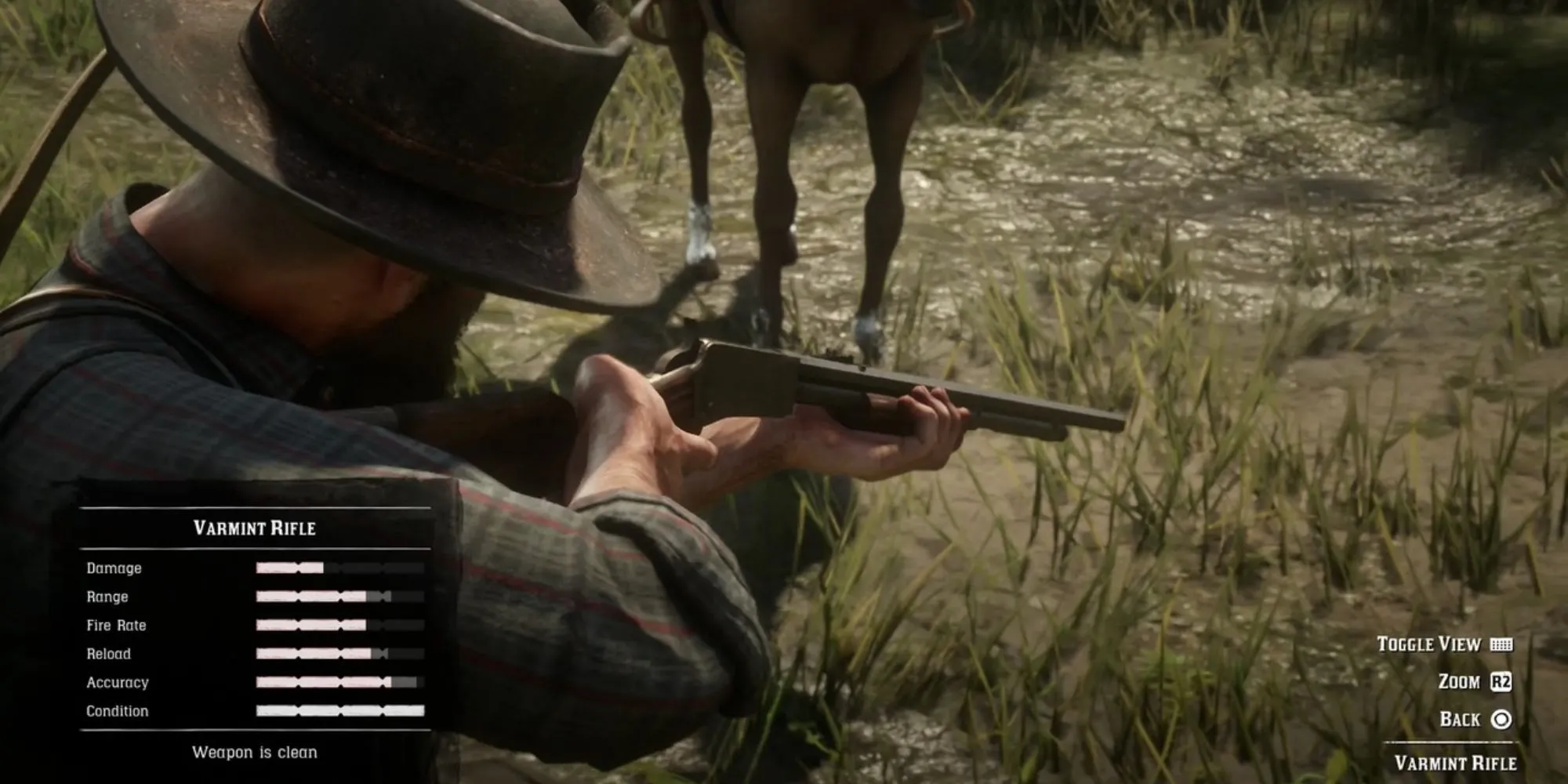 Súng Varmint Rifle chi tiết trong Red Dead Redemption 2, tăng tính nhập vai.