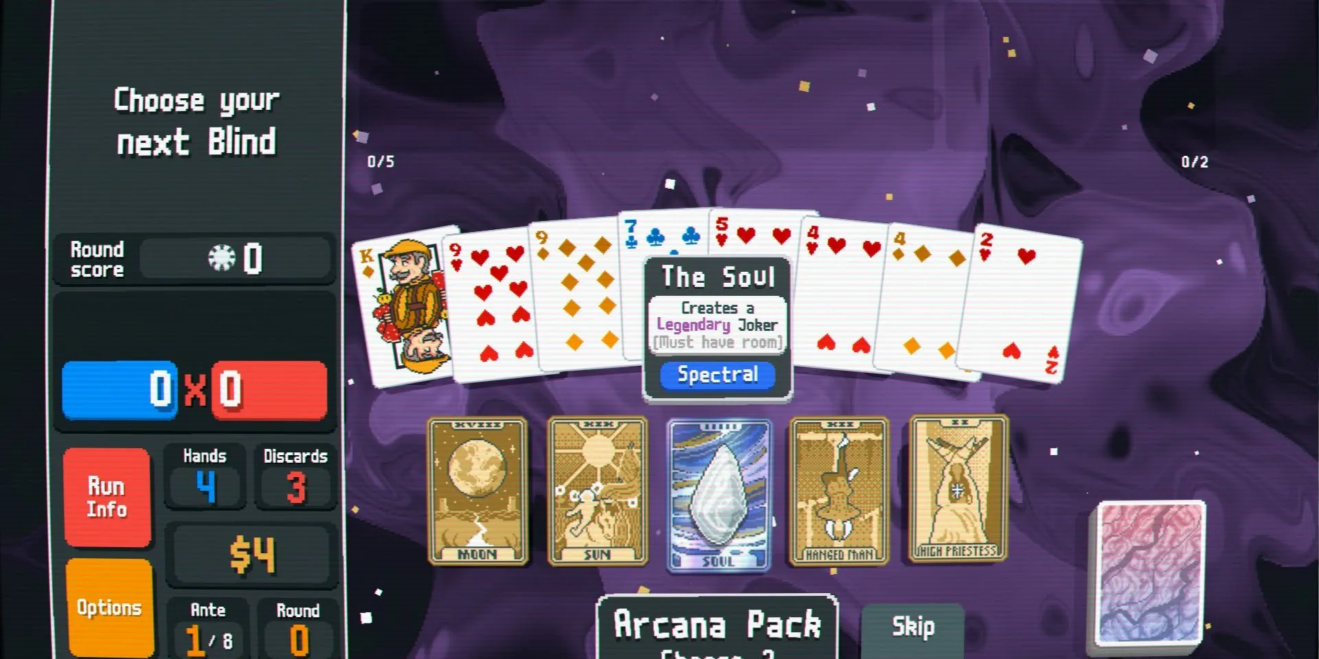 Thẻ Soul Card xuất hiện ngay Round 1 trong Balatro
