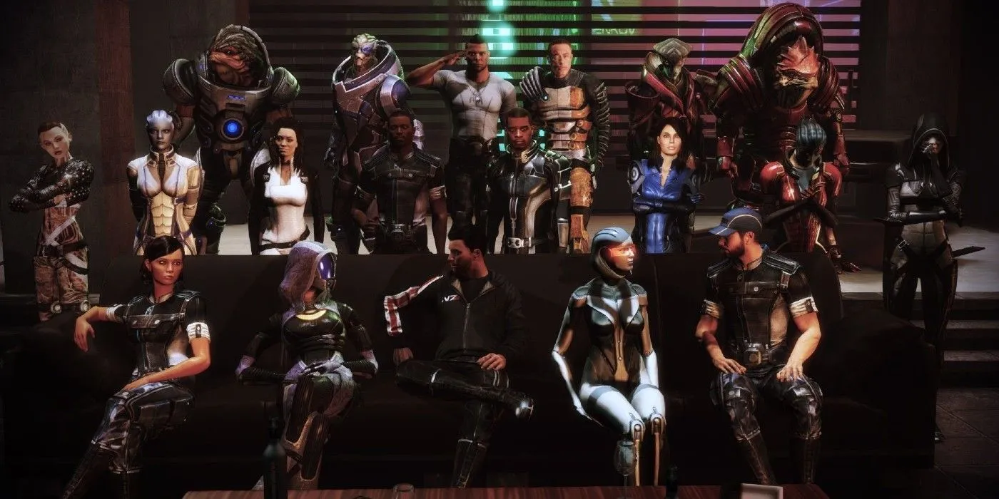 Toàn bộ dàn nhân vật chính của bộ ba game Mass Effect đang dự tiệc trong DLC Citadel