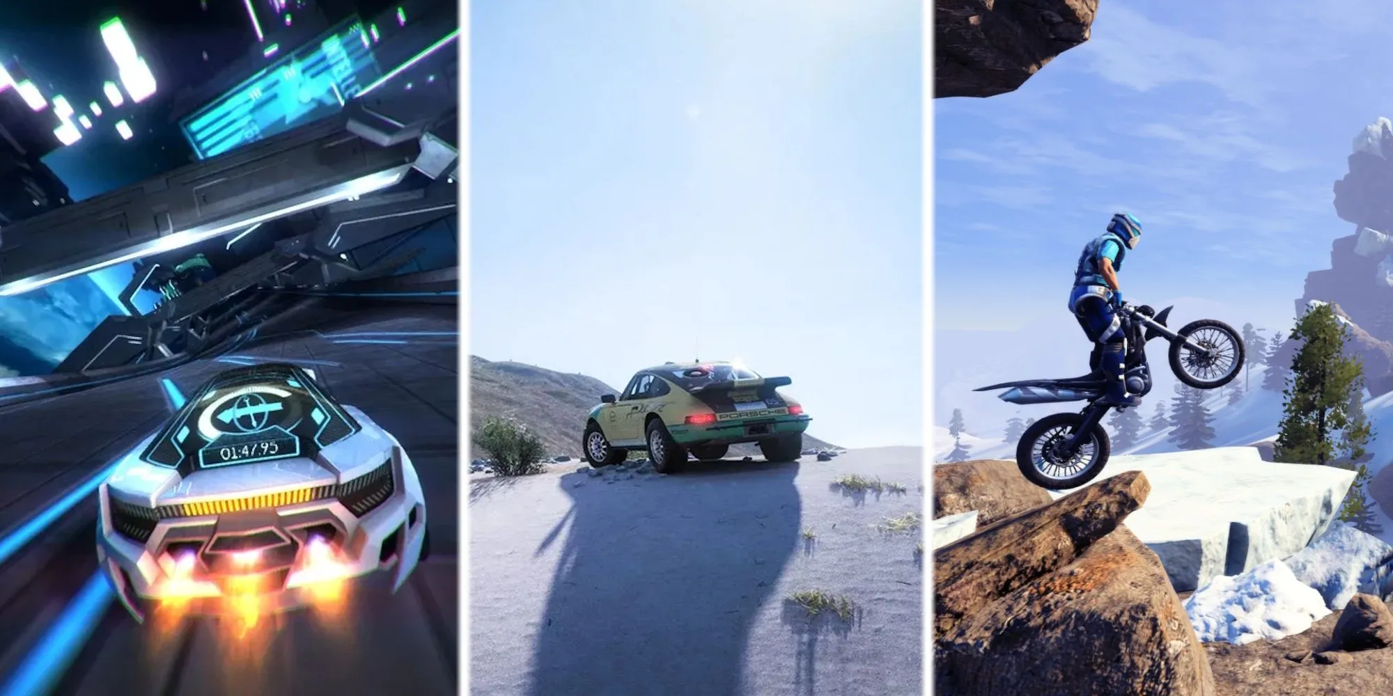 Tựa đề stunt racing cho Dualshockers với hình ảnh xe đua drift trên đường phố
