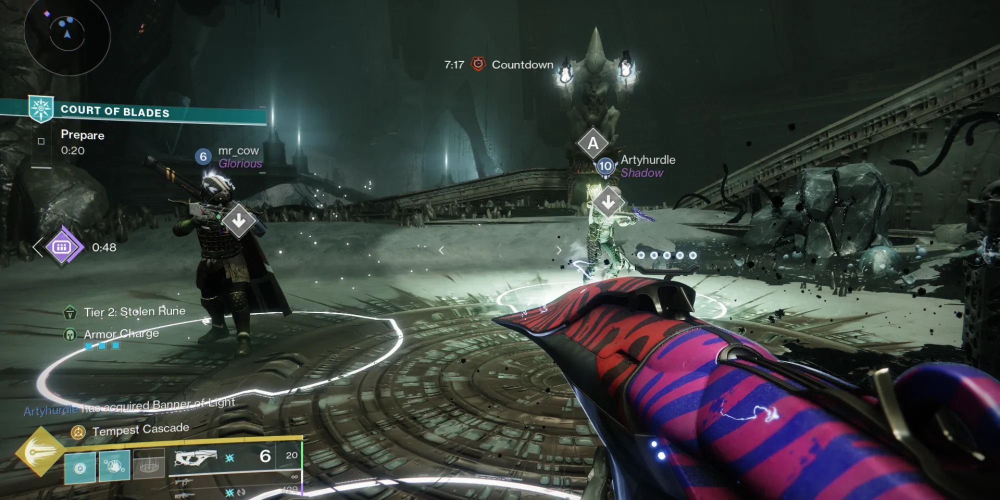 Vòng tròn kích hoạt thử thách trong Court of Blades Destiny 2