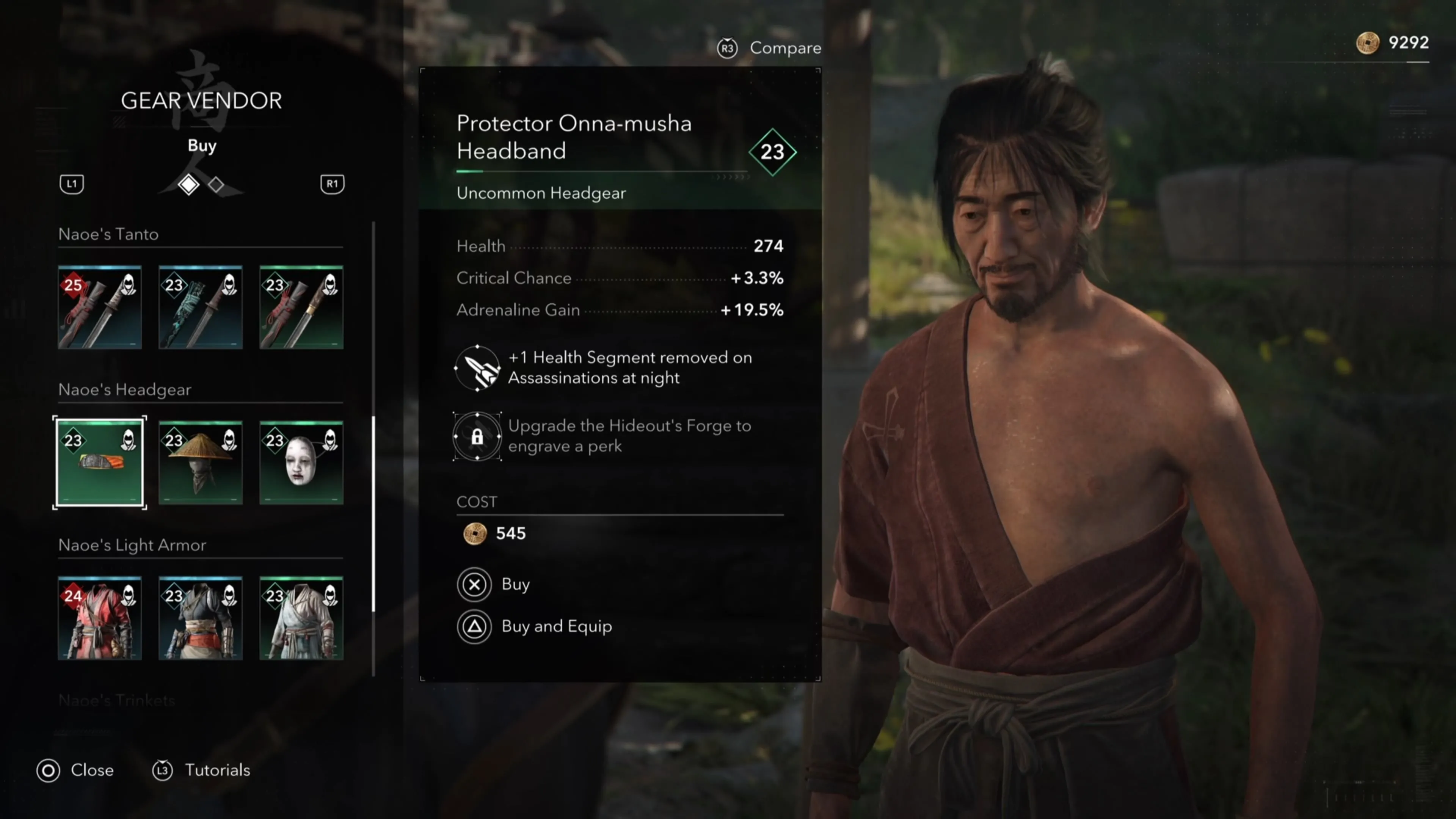 Yasuke đứng gần Nakamura Tadashige và một người bán hàng trong Assassin's Creed Shadows