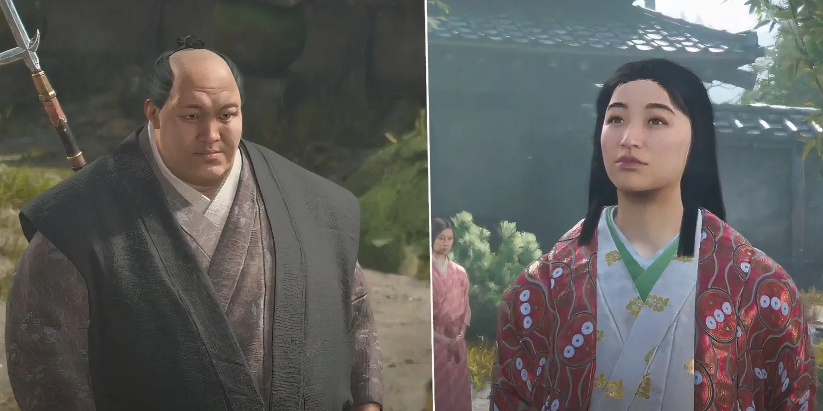 Yasuke gặp gỡ Kuma, vệ sĩ của Lady Oichi trong Assassin's Creed Shadows
