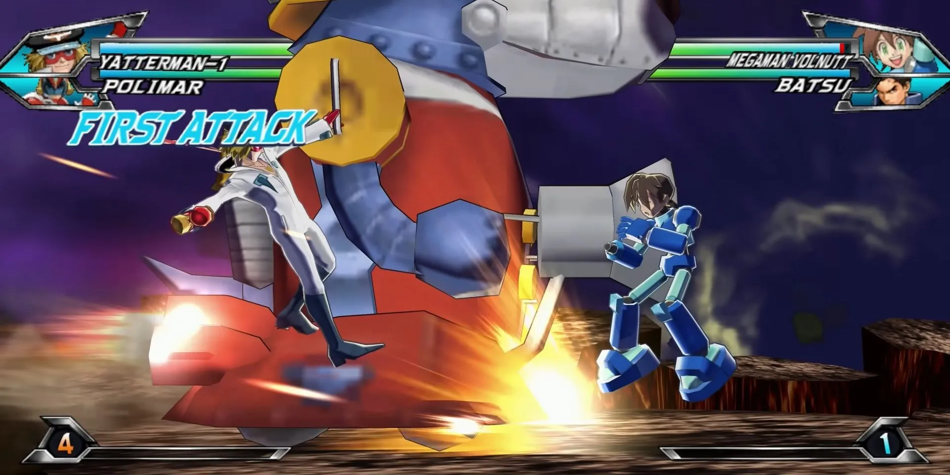 Yatterman-1 đối đầu Mega Man Volnutt trong game đối kháng Tatsunoko vs Capcom