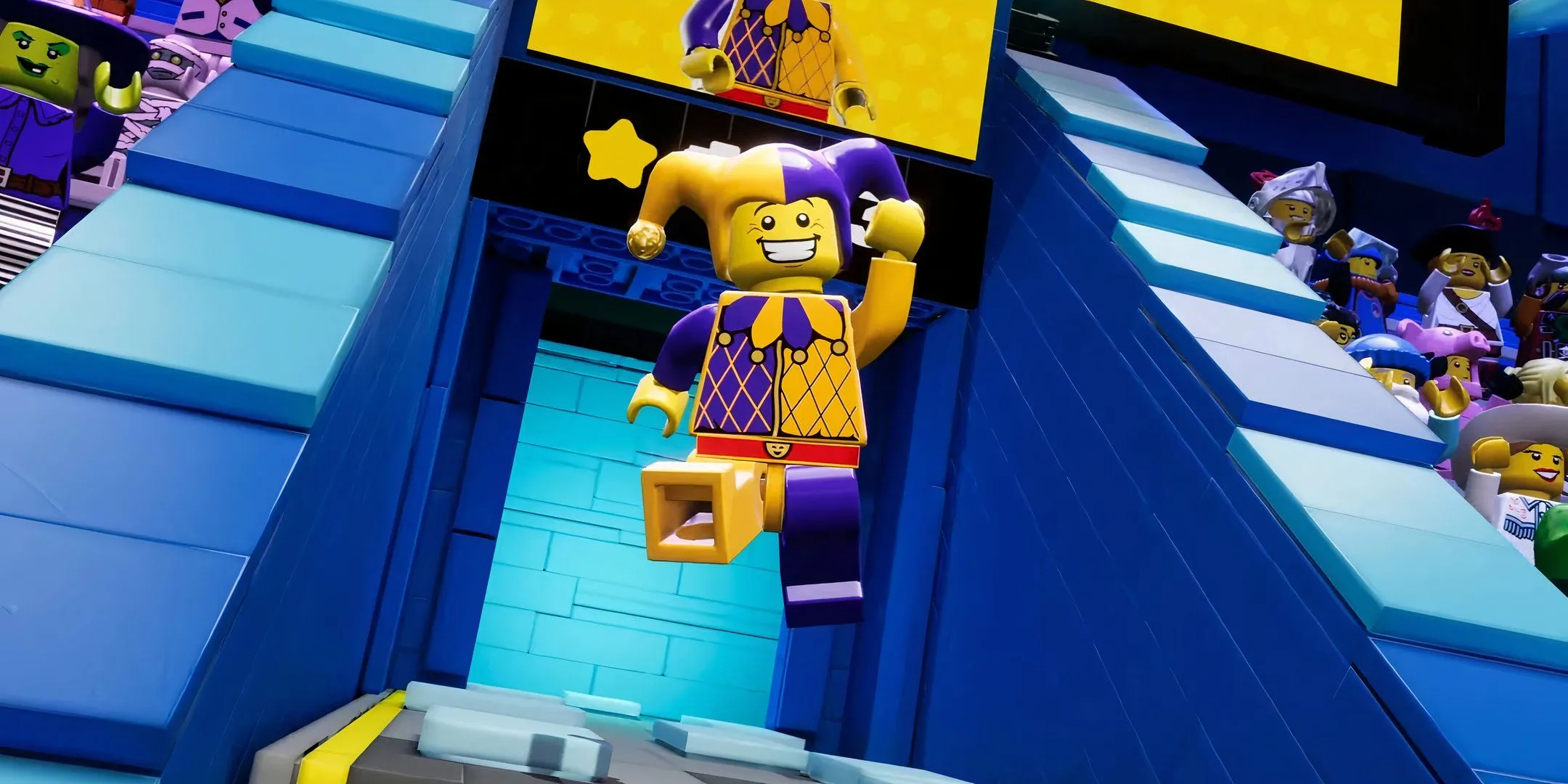 Nhân vật chủ đề Jester trong game Lego Party, tựa game phong cách Mario Party