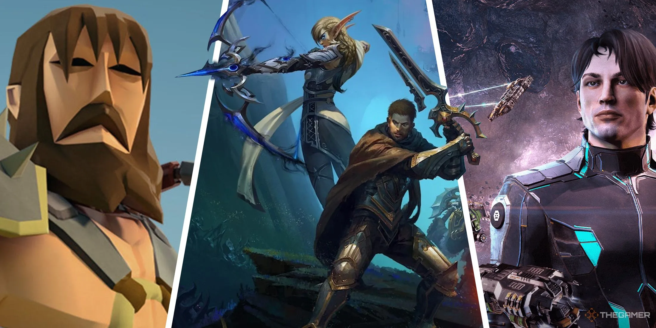 Ảnh chụp màn hình từ các MMORPG đình đám như Old School Runescape, World of Warcraft và Eve Online