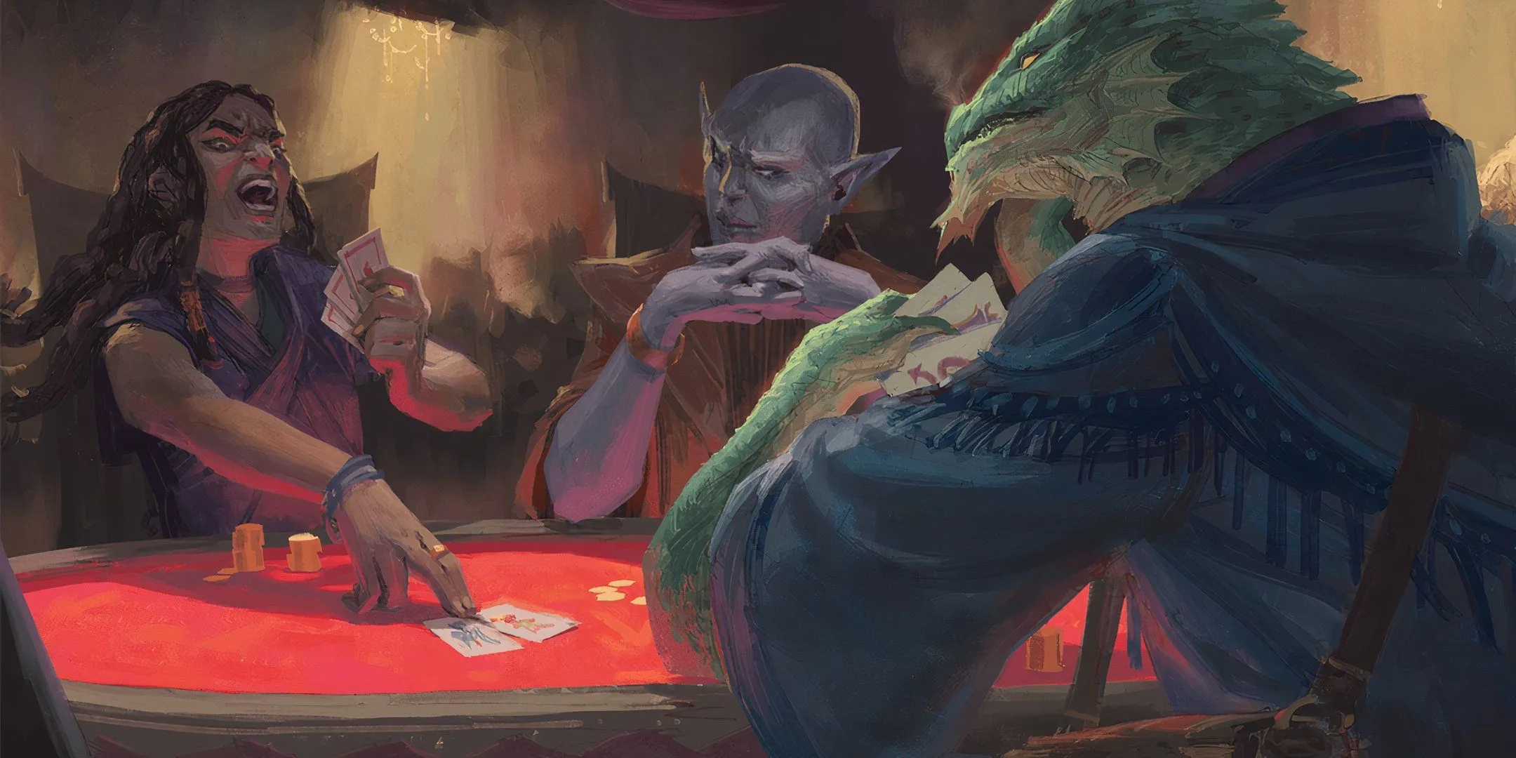 Ba người chơi game bài tại Afterlife Casino trong D&amp;D