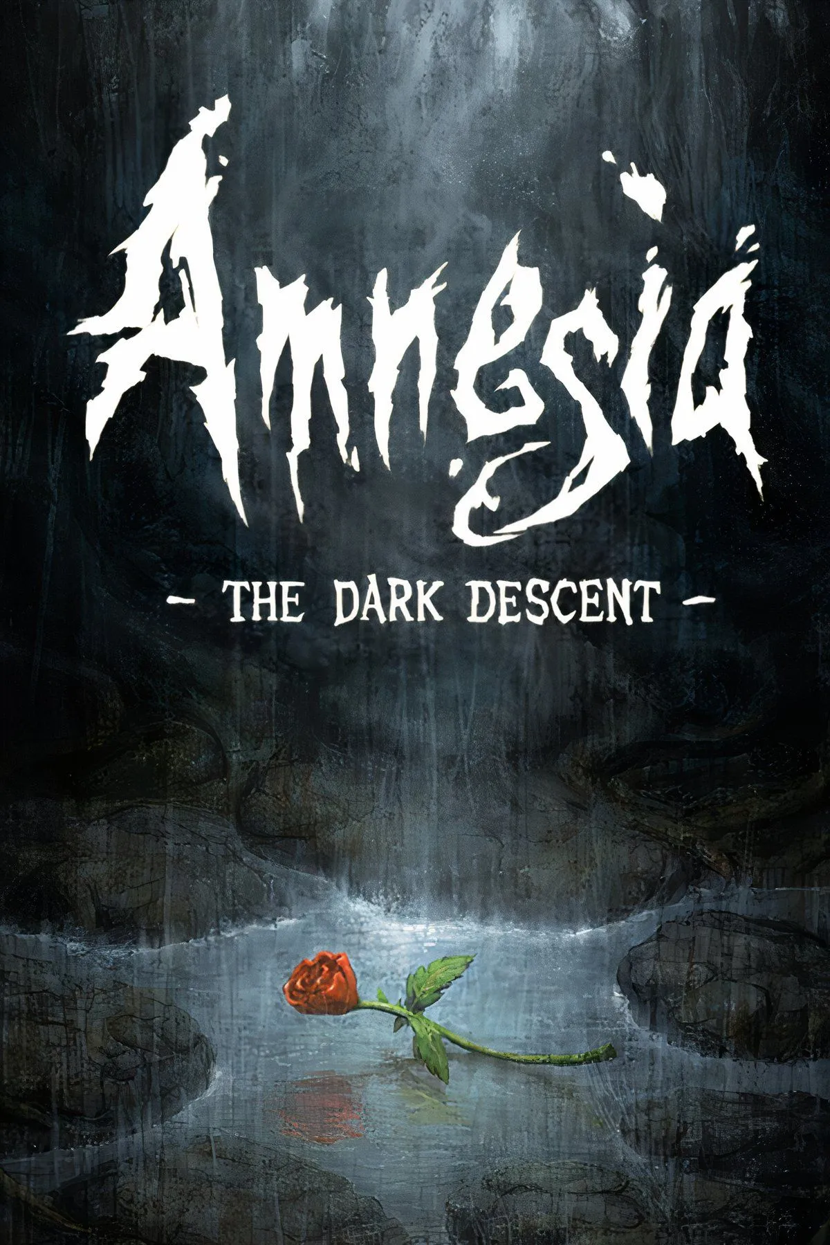 Bìa game Amnesia: The Dark Descent, thể hiện sự kinh hoàng và mất trí nhớ trong lâu đài Brennenburg