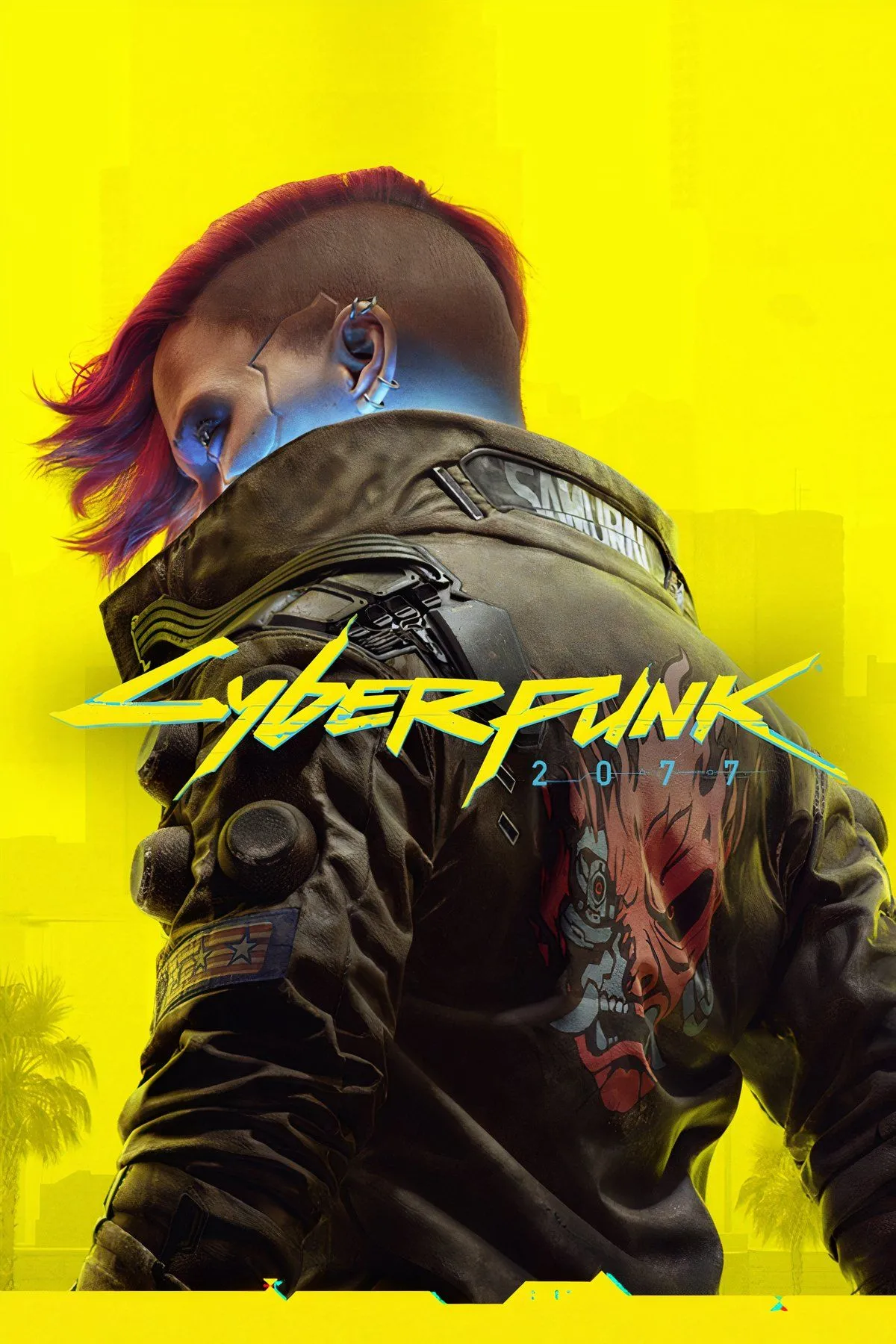 Bìa game Cyberpunk 2077 với V và Johnny Silverhand giữa thành phố Night City rực rỡ ánh đèn neon