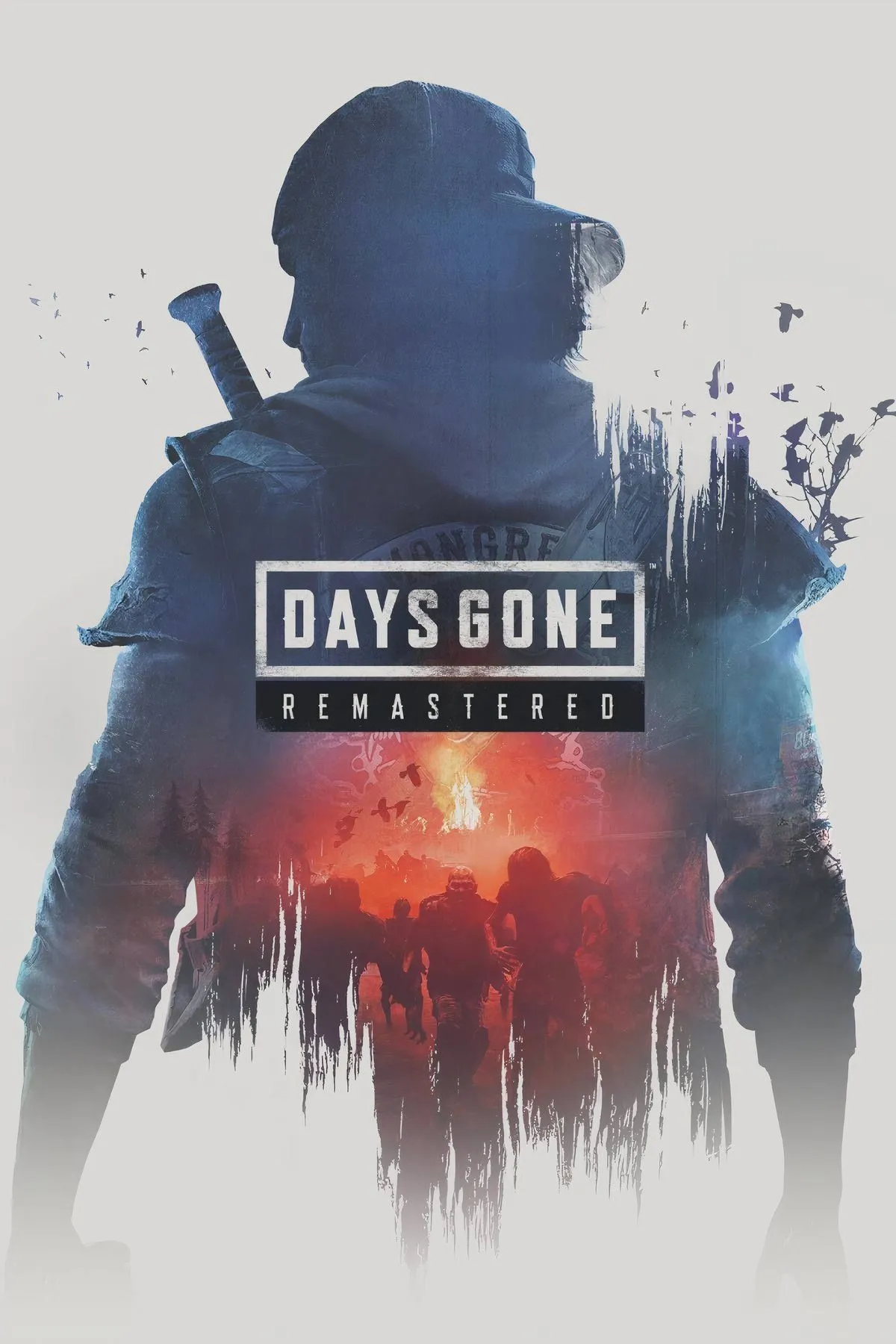 Bìa game Days Gone Remastered hiển thị Deacon St. John cùng chiếc mô tô trong bối cảnh hậu tận thế