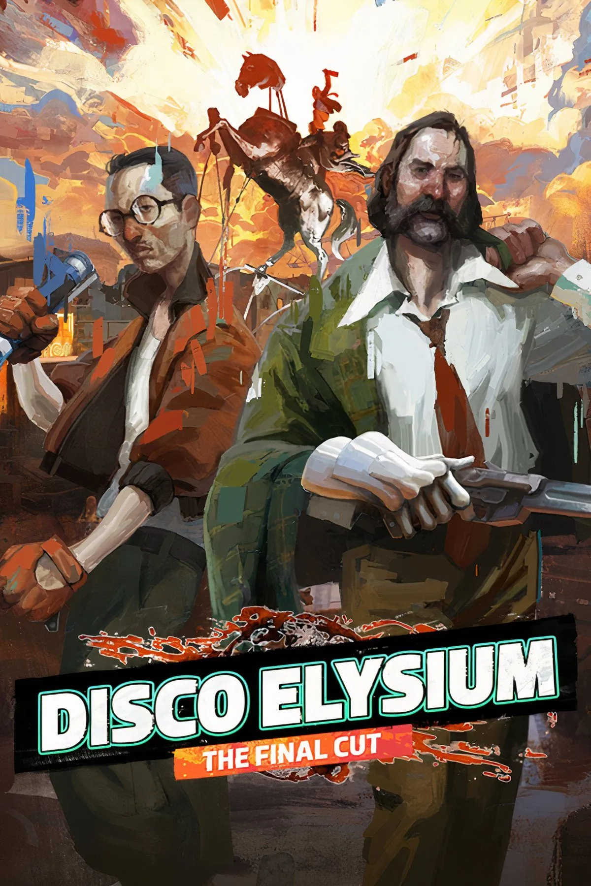 Bìa game Disco Elysium với phong cách nghệ thuật độc đáo, thể hiện nhân vật chính trong bối cảnh u ám
