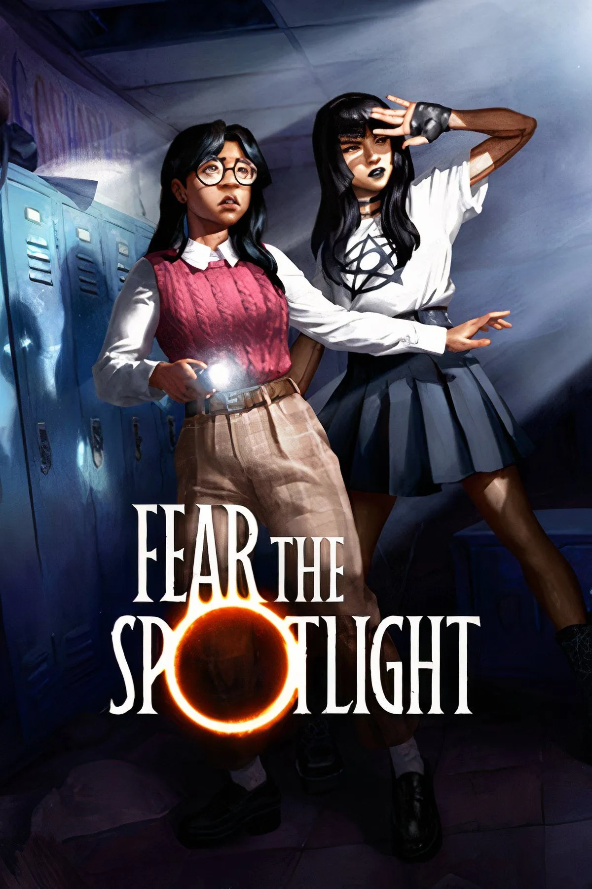 Bìa game kinh dị Fear the Spotlight với không khí u ám