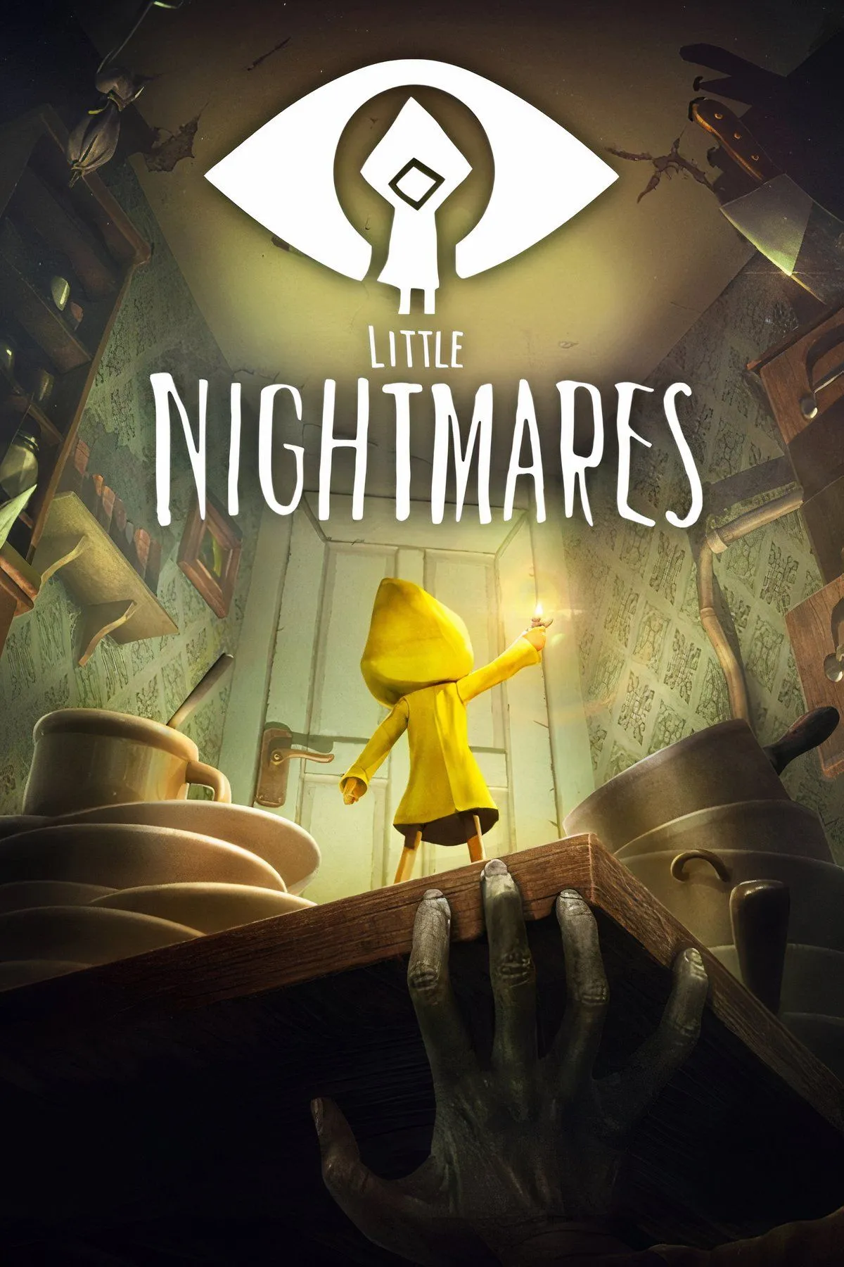 Bìa game Little Nightmares với cô bé Six nhỏ bé đang tìm cách thoát khỏi thế giới khổng lồ, đầy rẫy những hiểm nguy và sự lạc lõng