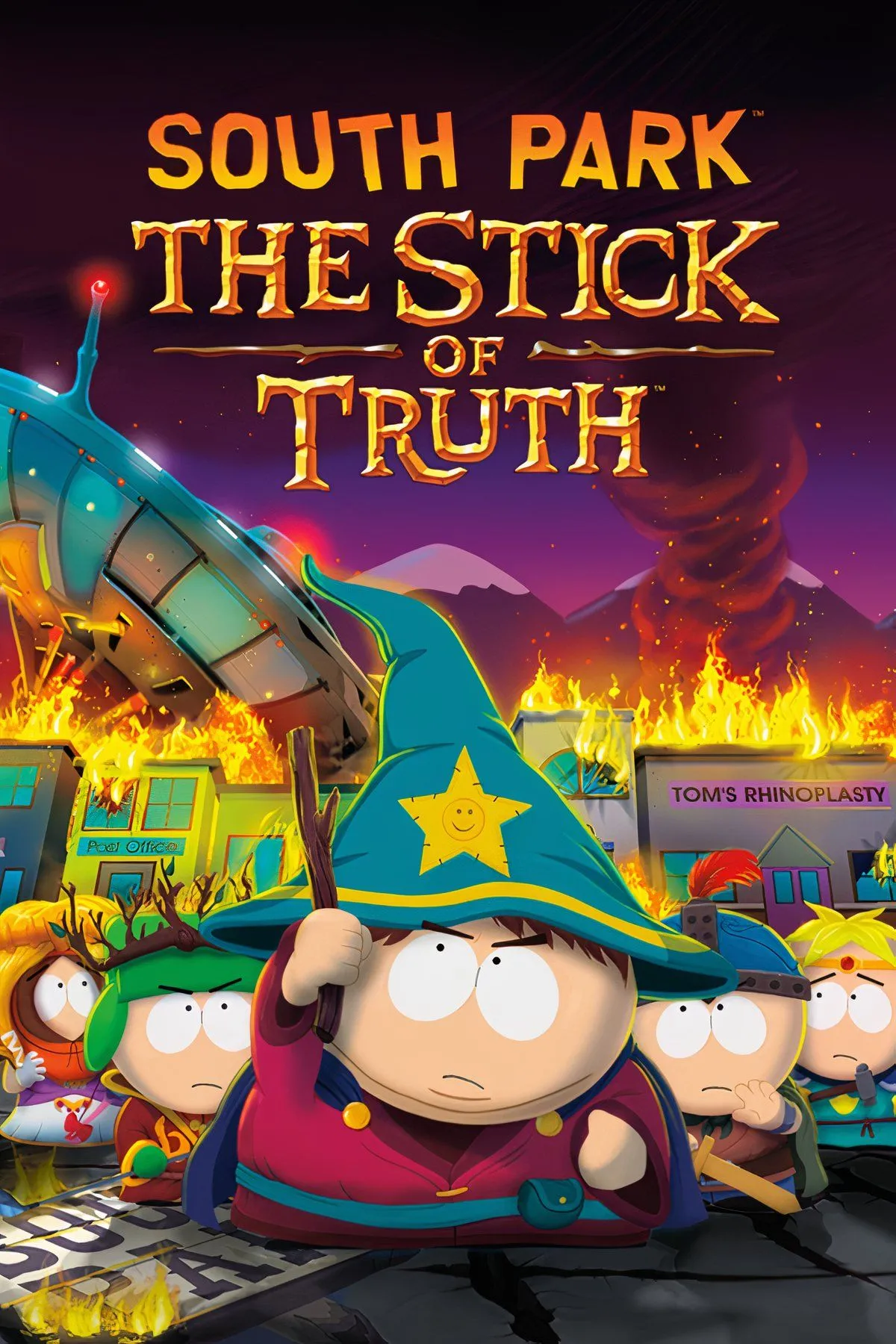 Bìa game South Park: The Stick of Truth với các nhân vật quen thuộc tạo dáng kiểu RPG