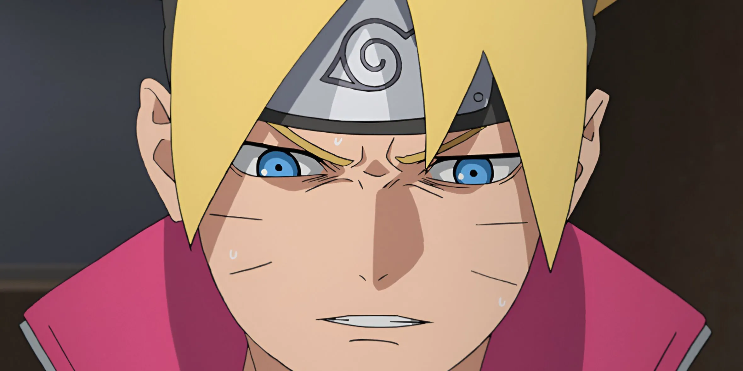 Boruto Uzumaki với biểu cảm suy tư, thể hiện áp lực phải vượt qua cái bóng Naruto và trở thành một anh hùng