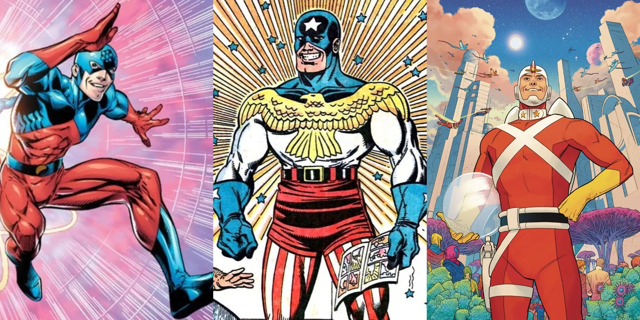 Các thành viên Justice League: Atom, General Glory và Adam Strange, những người hùng tài năng.