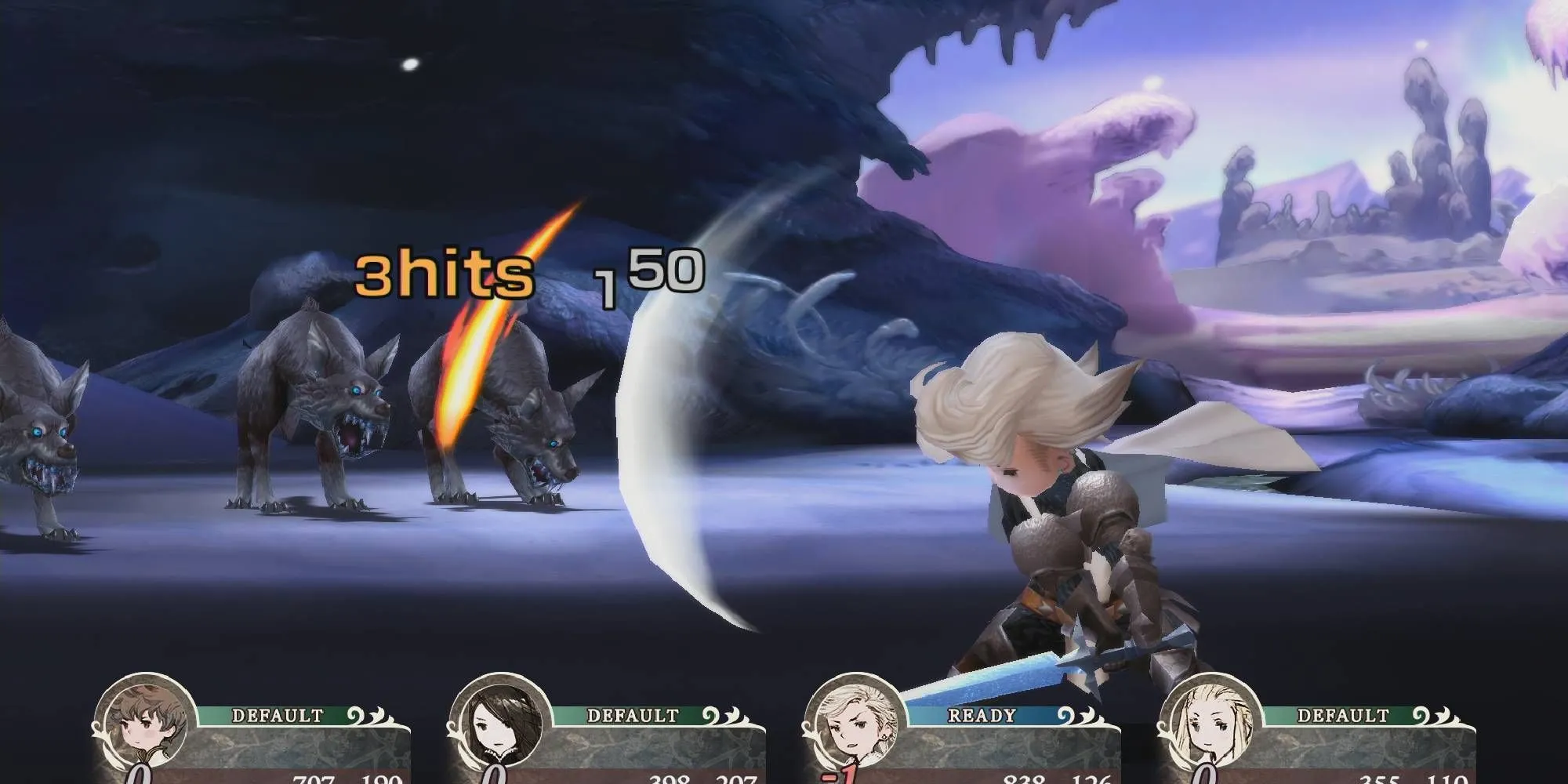 Cảnh chiến đấu ấn tượng trong Bravely Default: Flying Fairy.