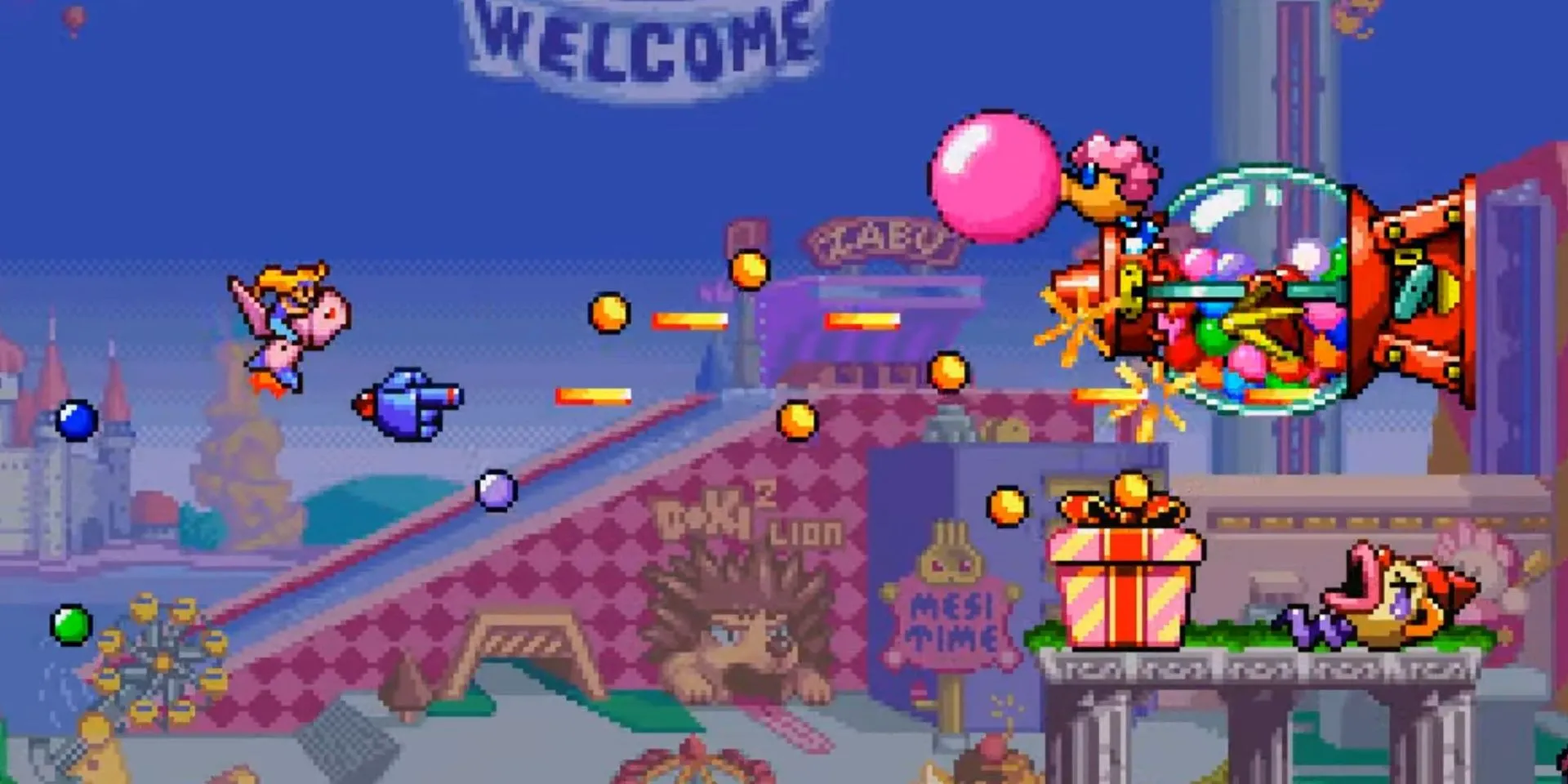 Cảnh chiến đấu bắn kẻ thù trong game Harmful Park, với đồ họa dễ thương