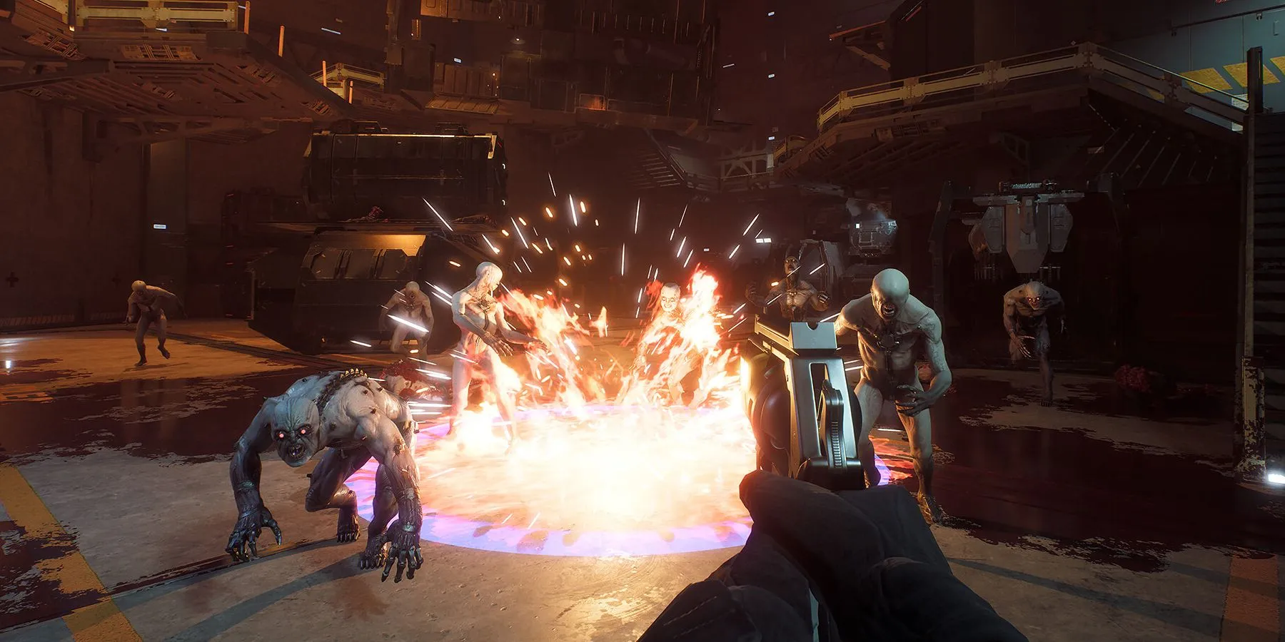 Cảnh tượng cháy nổ hoành tráng trong Killing Floor 3, làm nổi bật yếu tố hành động mạnh mẽ của game.
