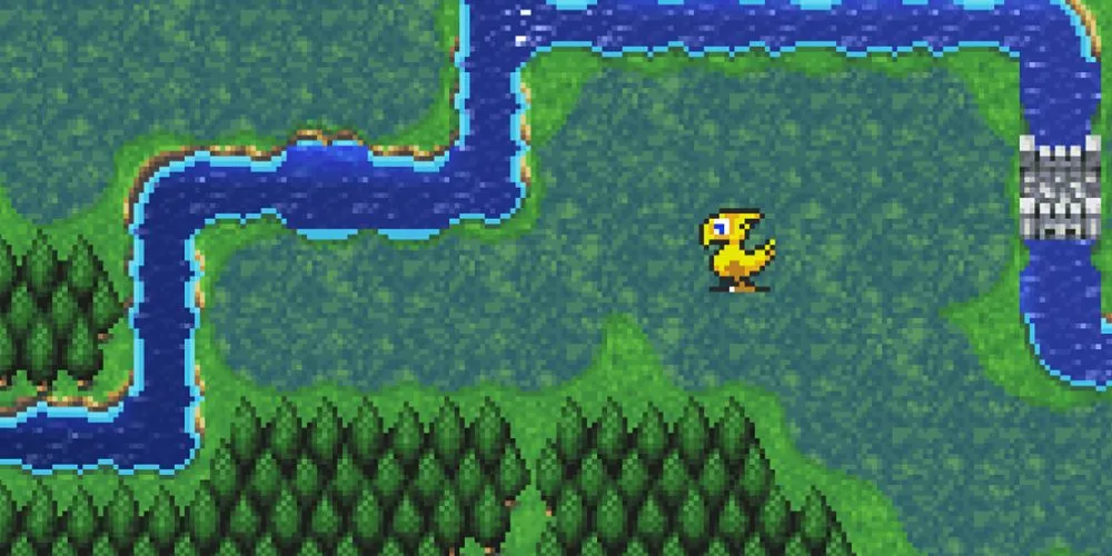 Chú Chocobo đáng yêu trong Final Fantasy II Pixel Remaster, nơi bạn có thể phá đảo dễ dàng.
