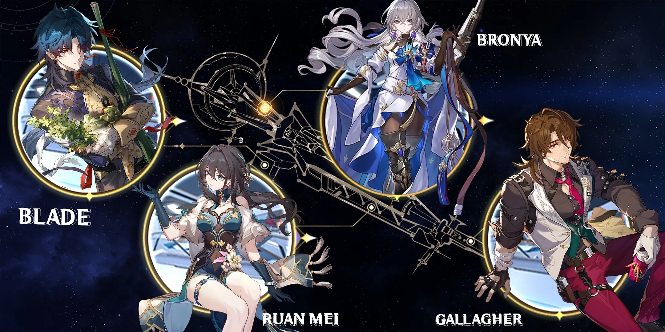 Đội hình Blade, Ruan Mei, Bronya và Gallagher thể hiện sự kết hợp hỗ trợ mạnh mẽ trong Honkai Star Rail