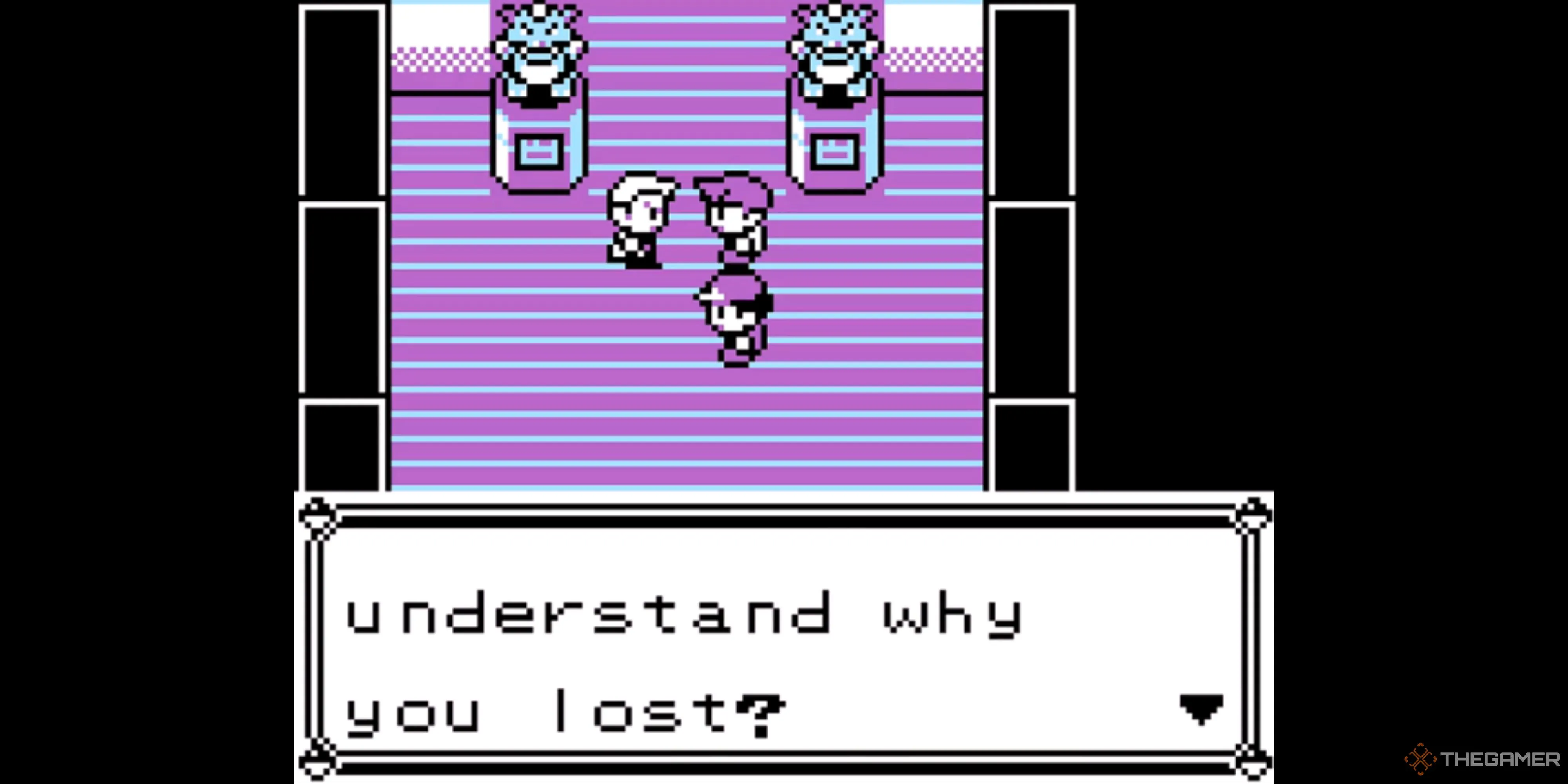 Giáo sư Oak khiển trách Blue trước Red trong Pokemon Red, Blue và Yellow.