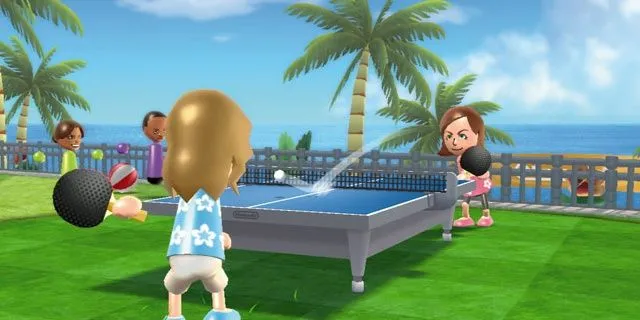 Hai nhân vật Mii chơi bóng bàn trong Wii Sports Resort