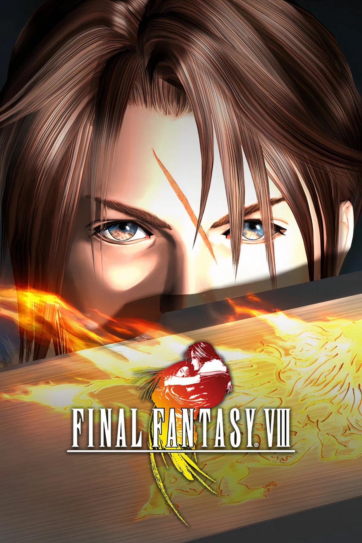 Hình ảnh bìa game Final Fantasy 8, với các nhân vật chính và bối cảnh thành phố Esthar
