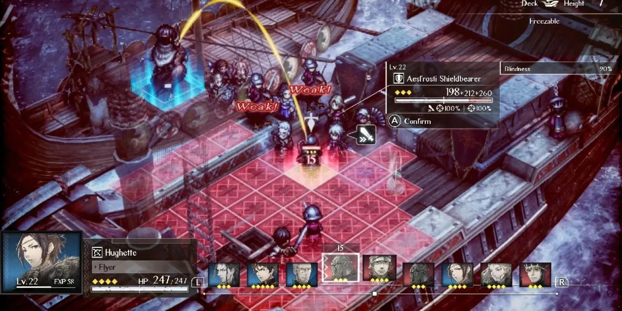 Hình ảnh gameplay chiến thuật theo lượt trong game Triangle Strategy