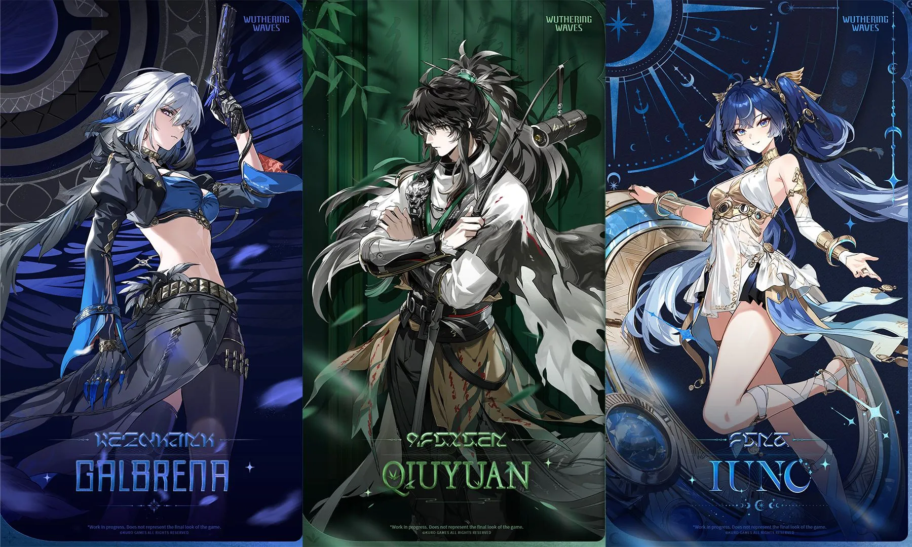 Hình ảnh teaser các Resonator mới như Galbrena, Qiuyuan, Iuno sẽ ra mắt trong Wuthering Waves phiên bản 3.0