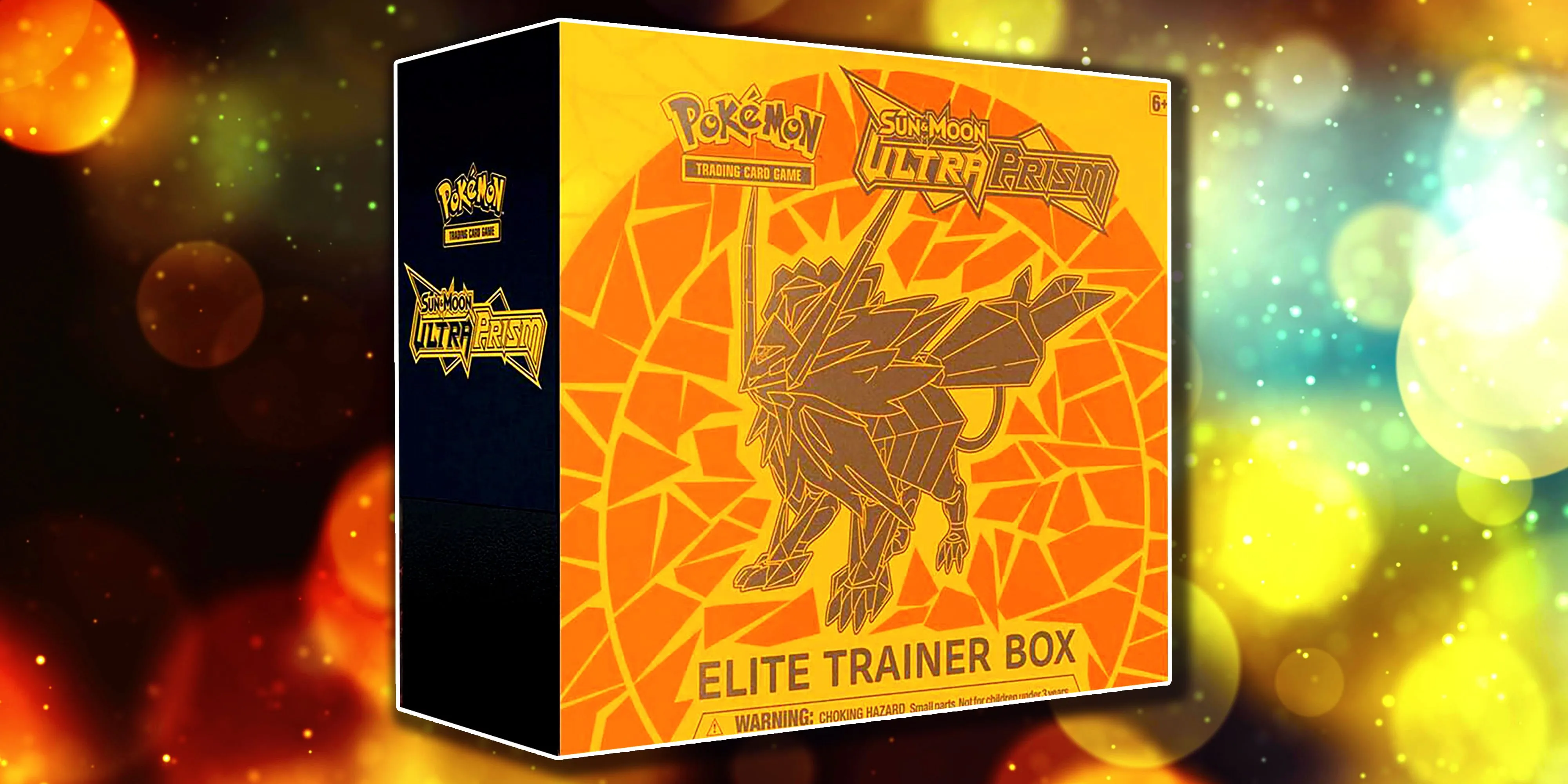Hộp Elite Trainer Box Ultra Prism phiên bản Dusk Mane từ Pokémon TCG, nổi bật với Necrozma hợp thể cùng Solgaleo.
