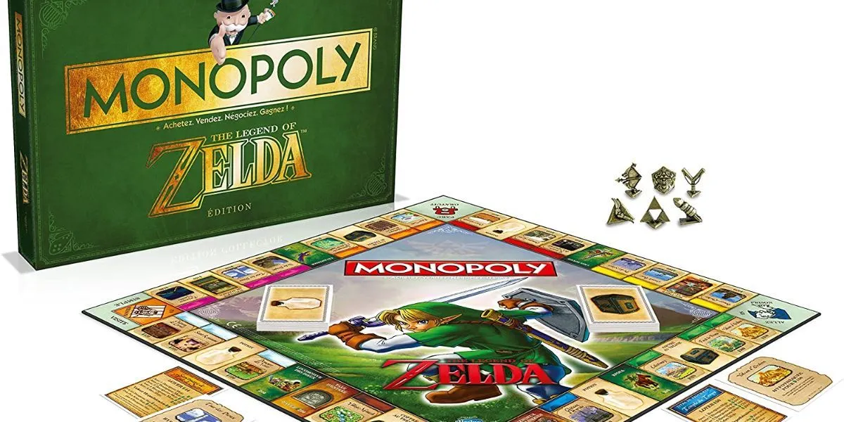 Hộp trò chơi cờ tỷ phú Monopoly: The Legend Of Zelda Collector's Edition, với các biểu tượng đặc trưng của series Zelda thay thế các quân cờ truyền thống.