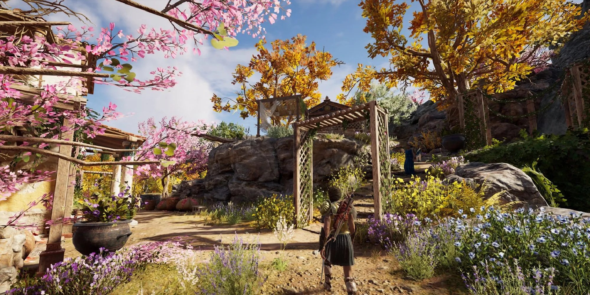 Kassandra bước vào Lalaia trong Assassin's Creed Odyssey