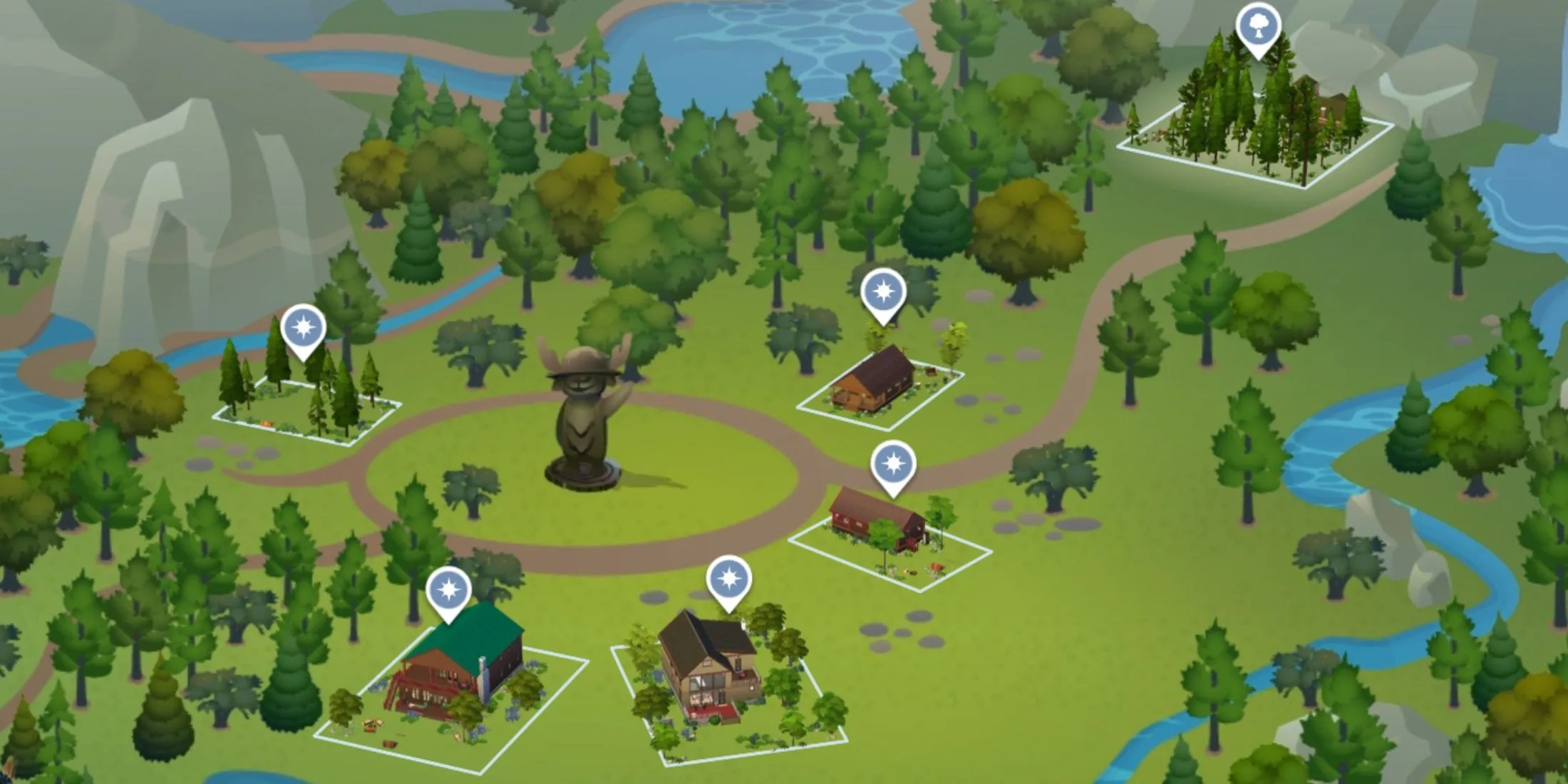 Khung cảnh cắm trại tại thế giới nghỉ dưỡng Granite Falls The Sims 4