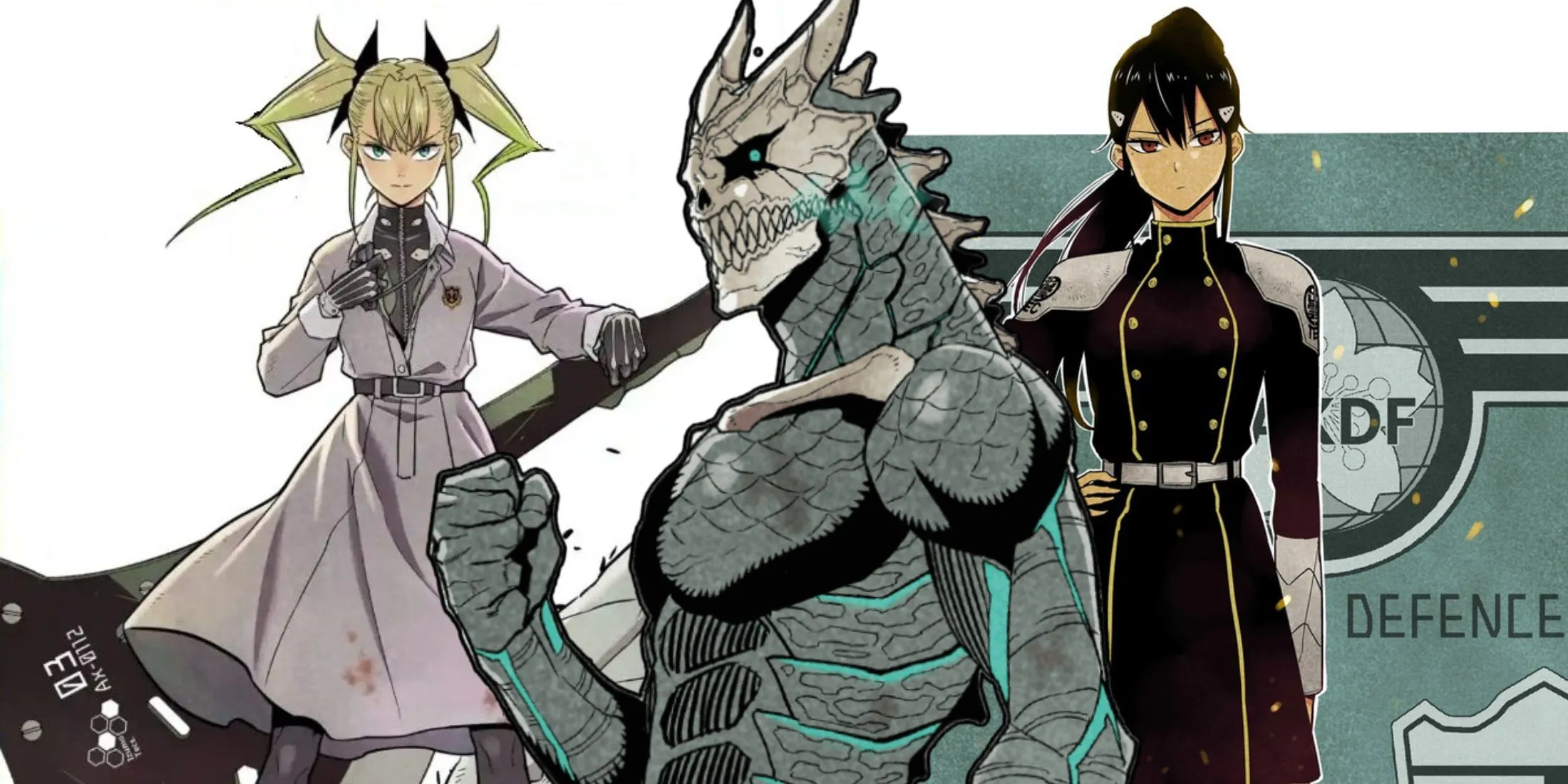 Kikoru Shinomiya, Kafka Hibino và Mina Ashiro, ba nhân vật chính có kết thúc tốt đẹp trong manga Kaiju No 8.