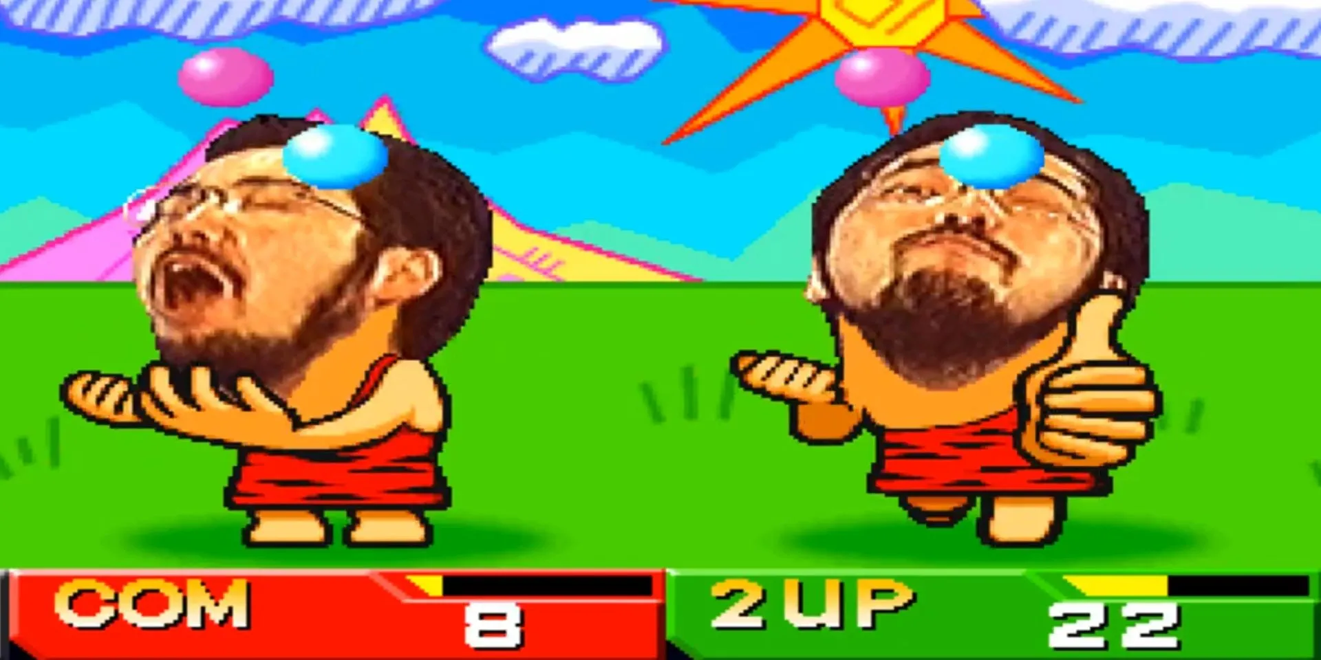 Một mini-game vui nhộn hiển thị trên màn hình game Bishi Bashi Special